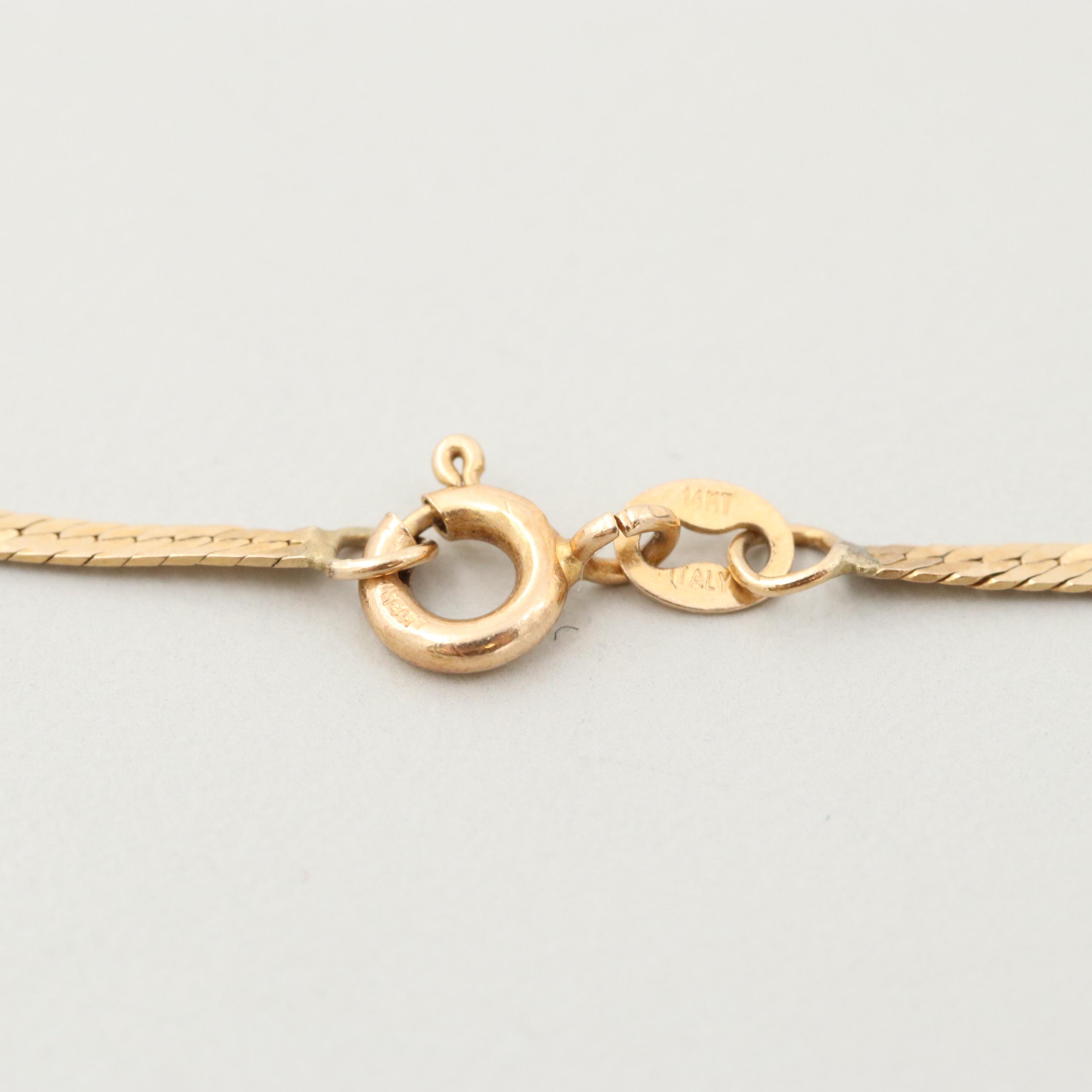 14K Yellow Gold Herringbone Chain Bracelet