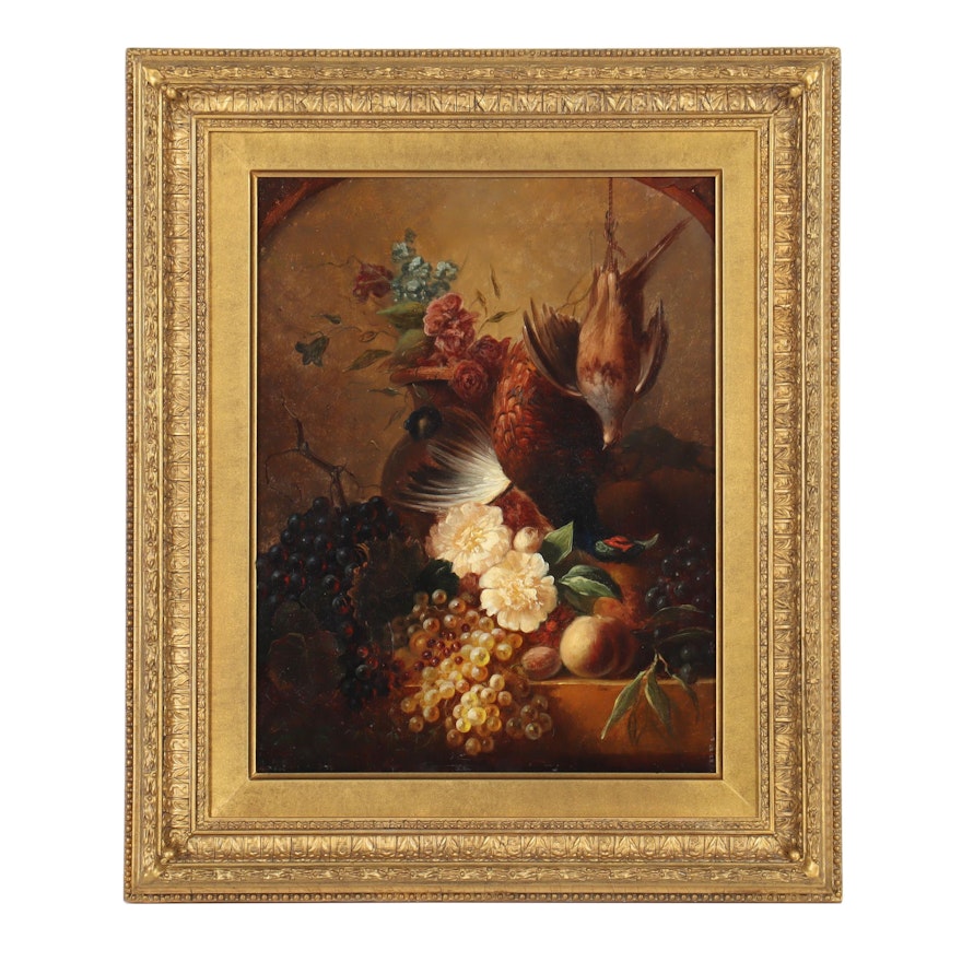 19th Century Still Life with Pheasant Oil Painting