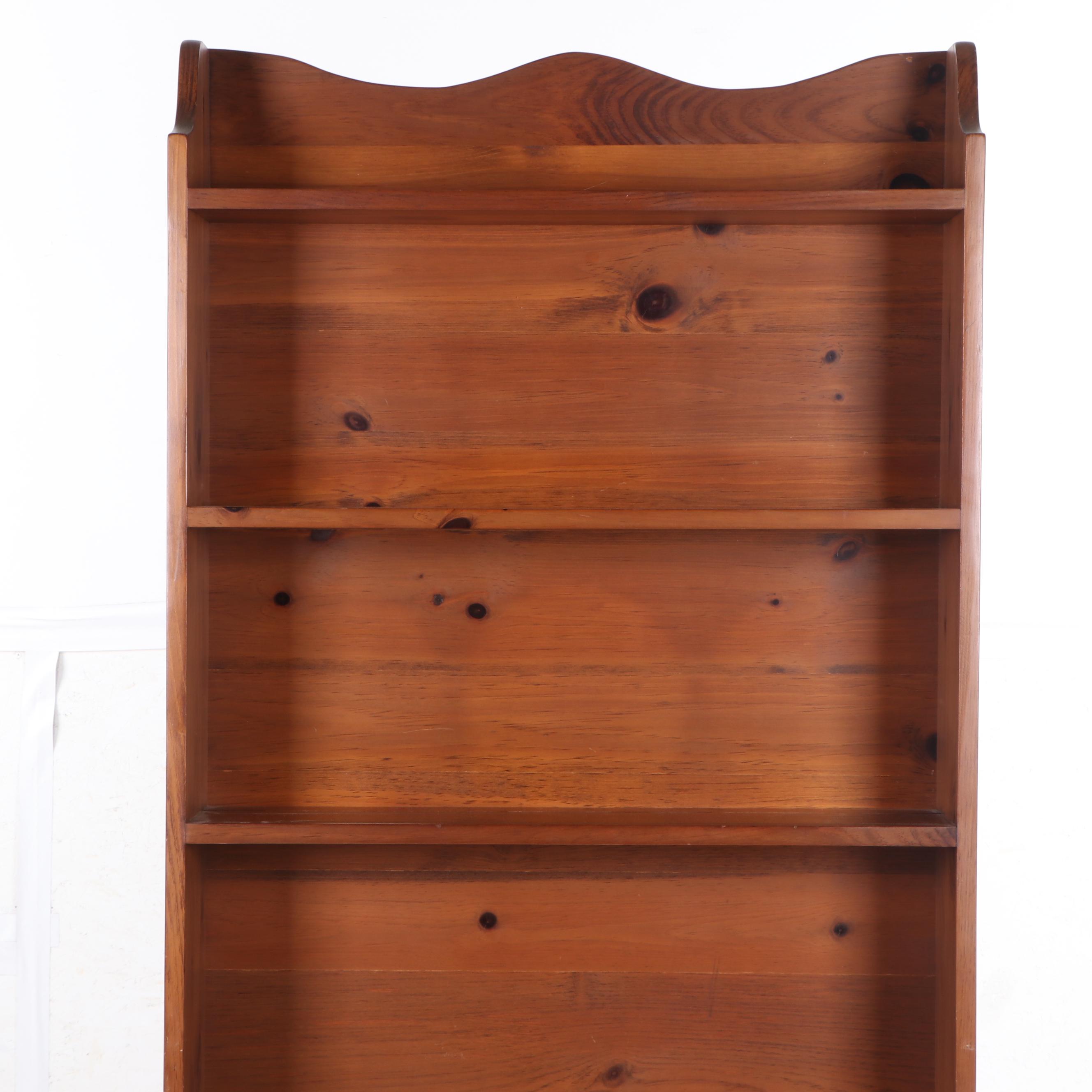 American Primitive Style Pine Cabinet Bookcase, Mid to Late 20th Century