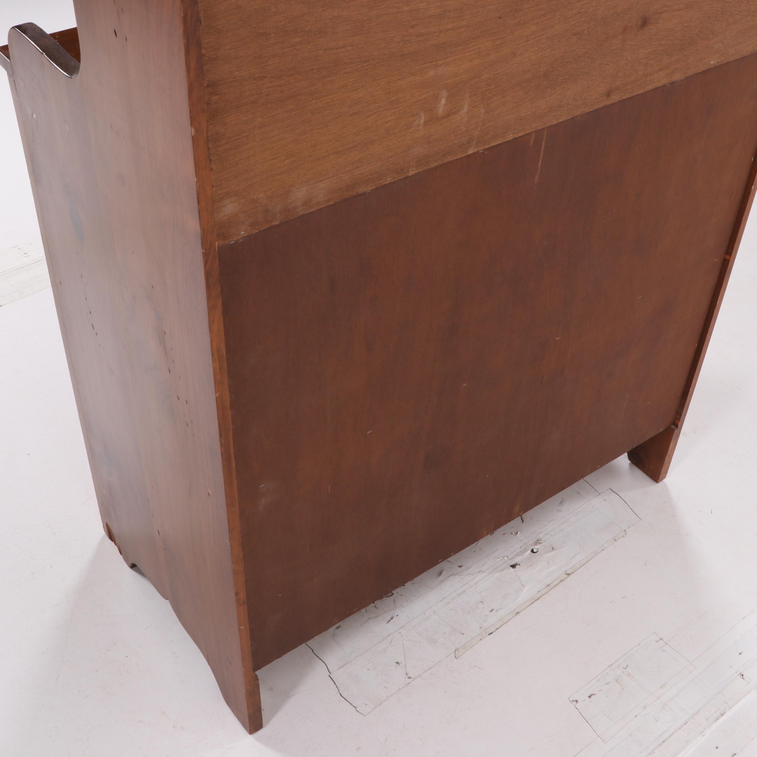 American Primitive Style Pine Cabinet Bookcase, Mid to Late 20th Century