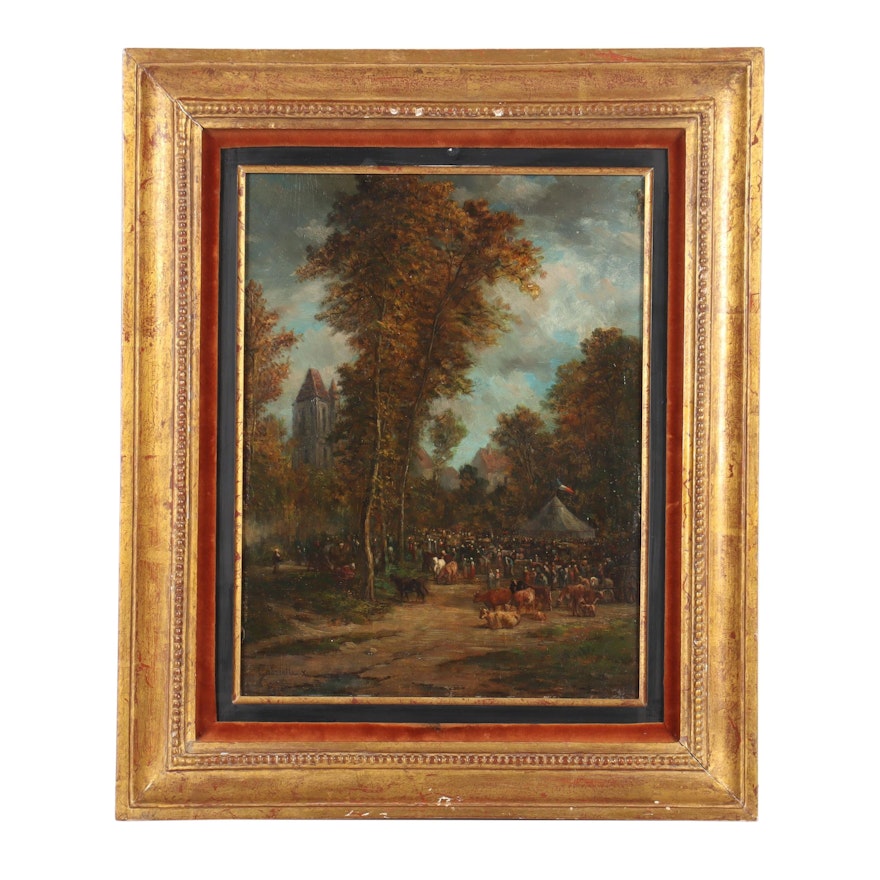 19th Century French Landscape Oil Painting