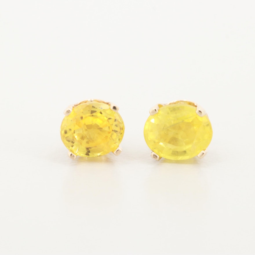 14K Yellow Gold Yellow Sapphire Stud Earrings