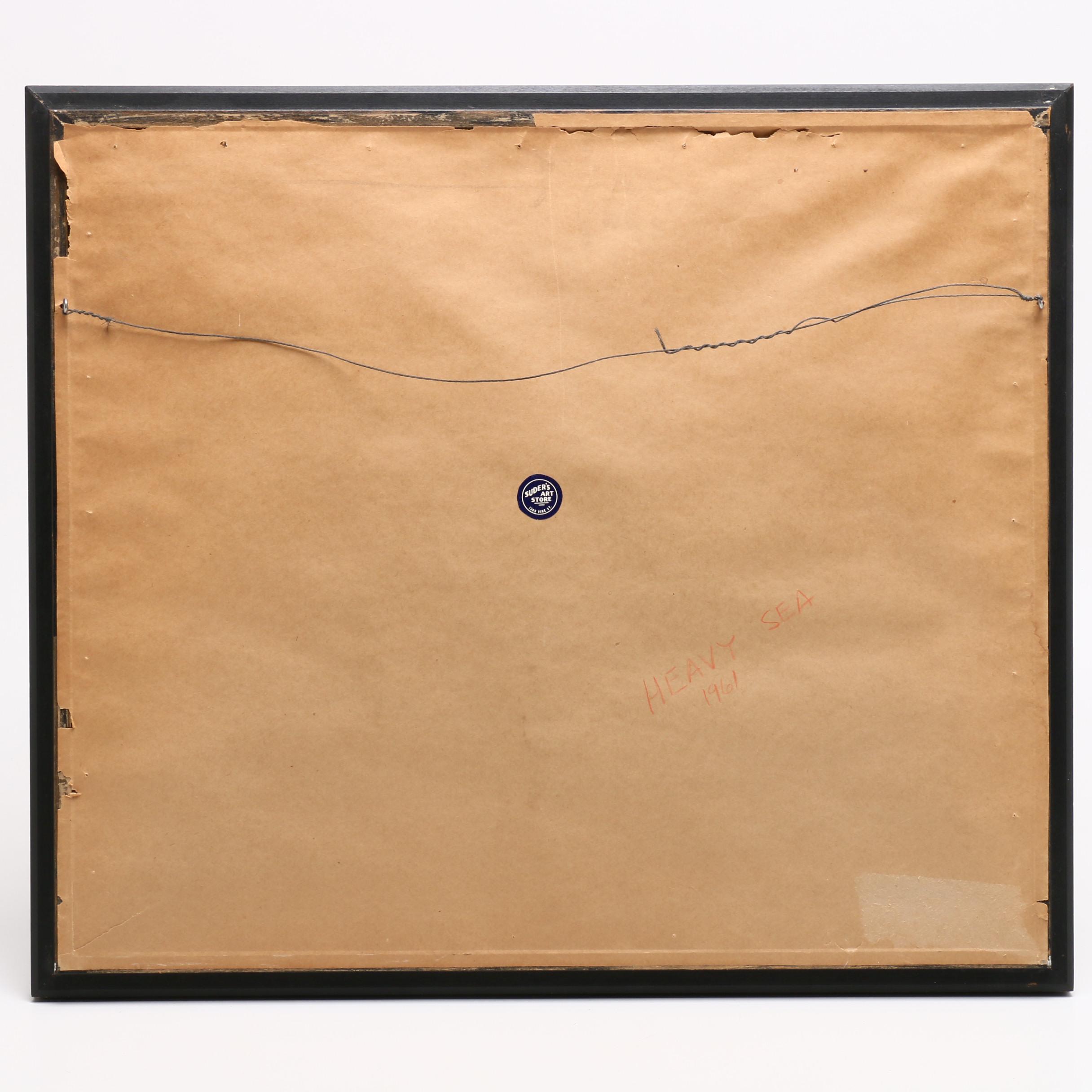 Carl Zimmerman Watercolor Painting of Coastal Landscape "Heavy Sea"