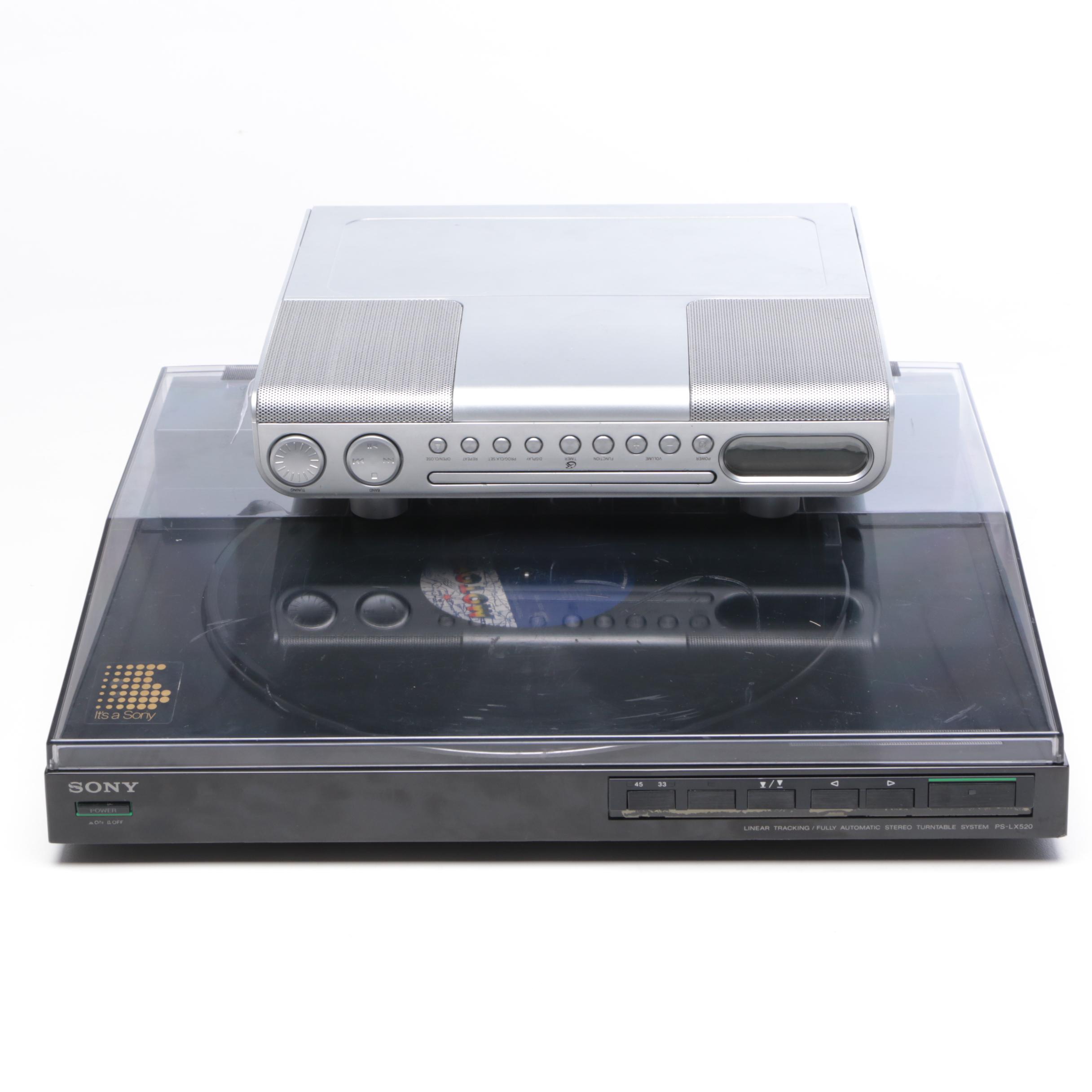 Sony PS-LX520 Record Player with GPX Under-Cabinet CD Player/Radio