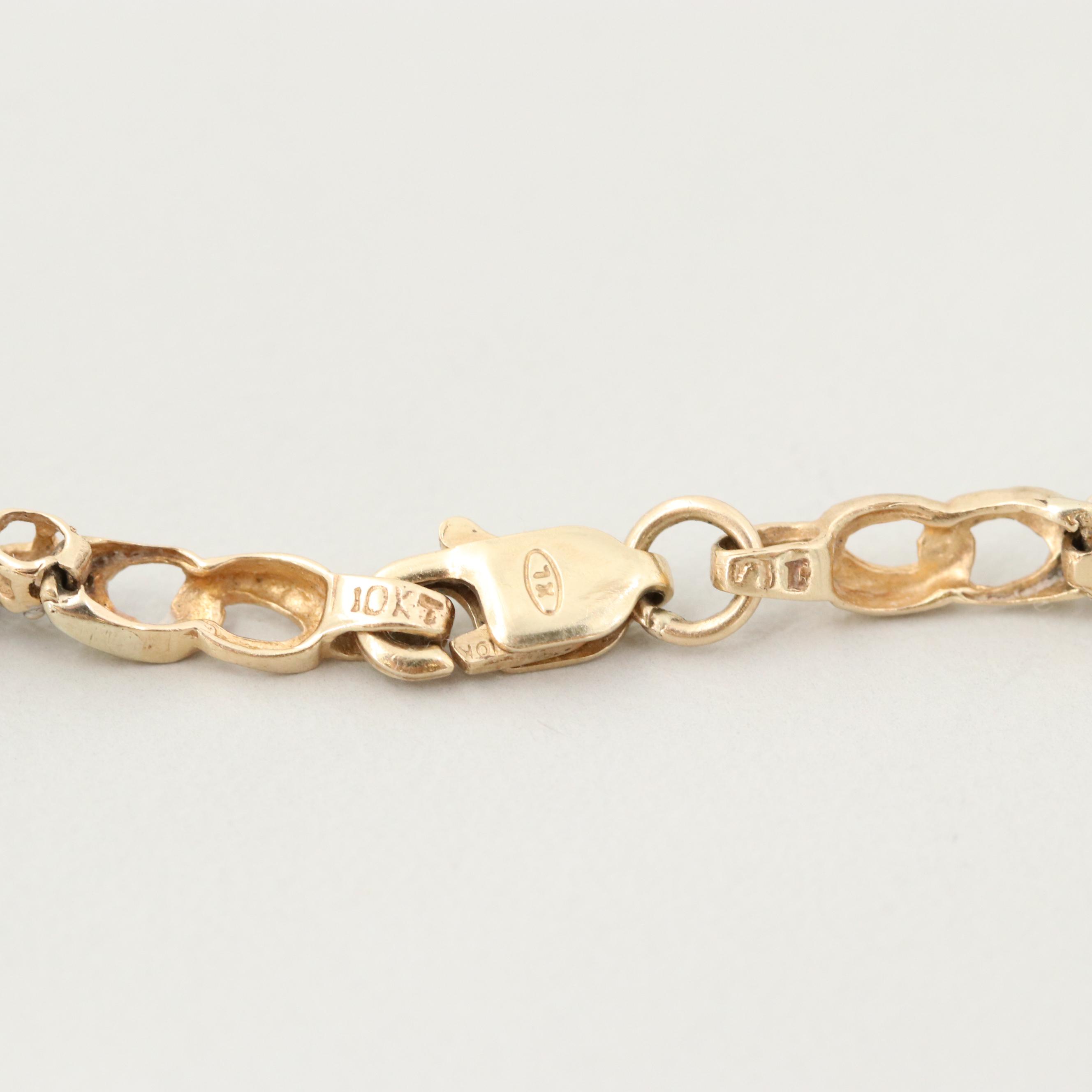 10K Yellow Gold Sapphire and Diamond Bracelet