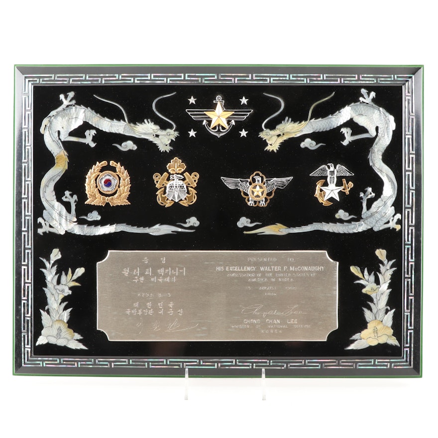 Korean Presentation Plaque to Ambassador Walter P. McConaughy, 1960