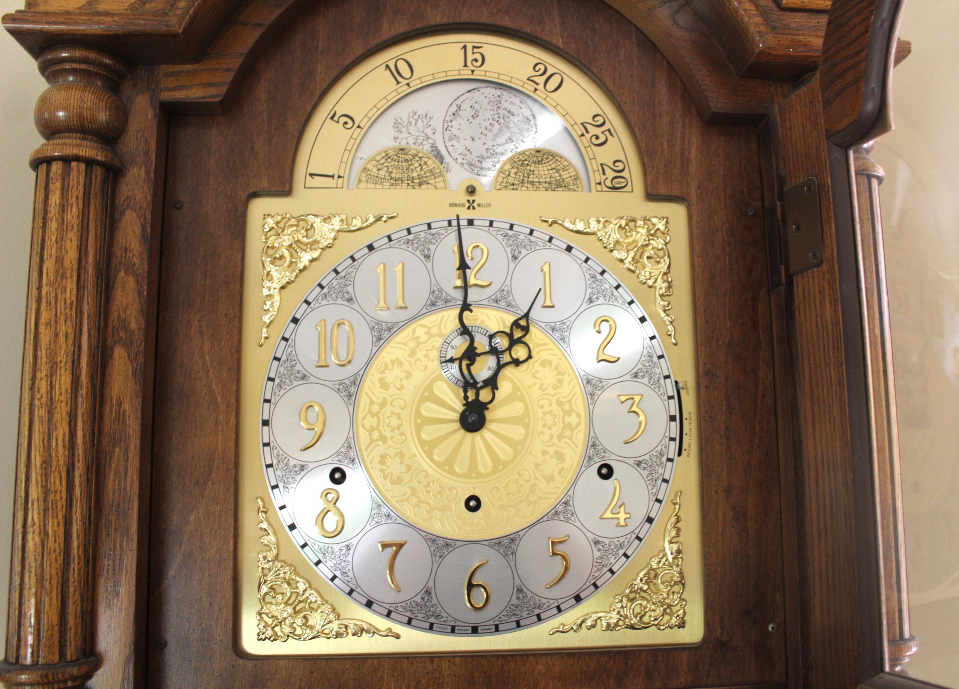 Howard Miller Oak Triple Chime Grandfather Clock