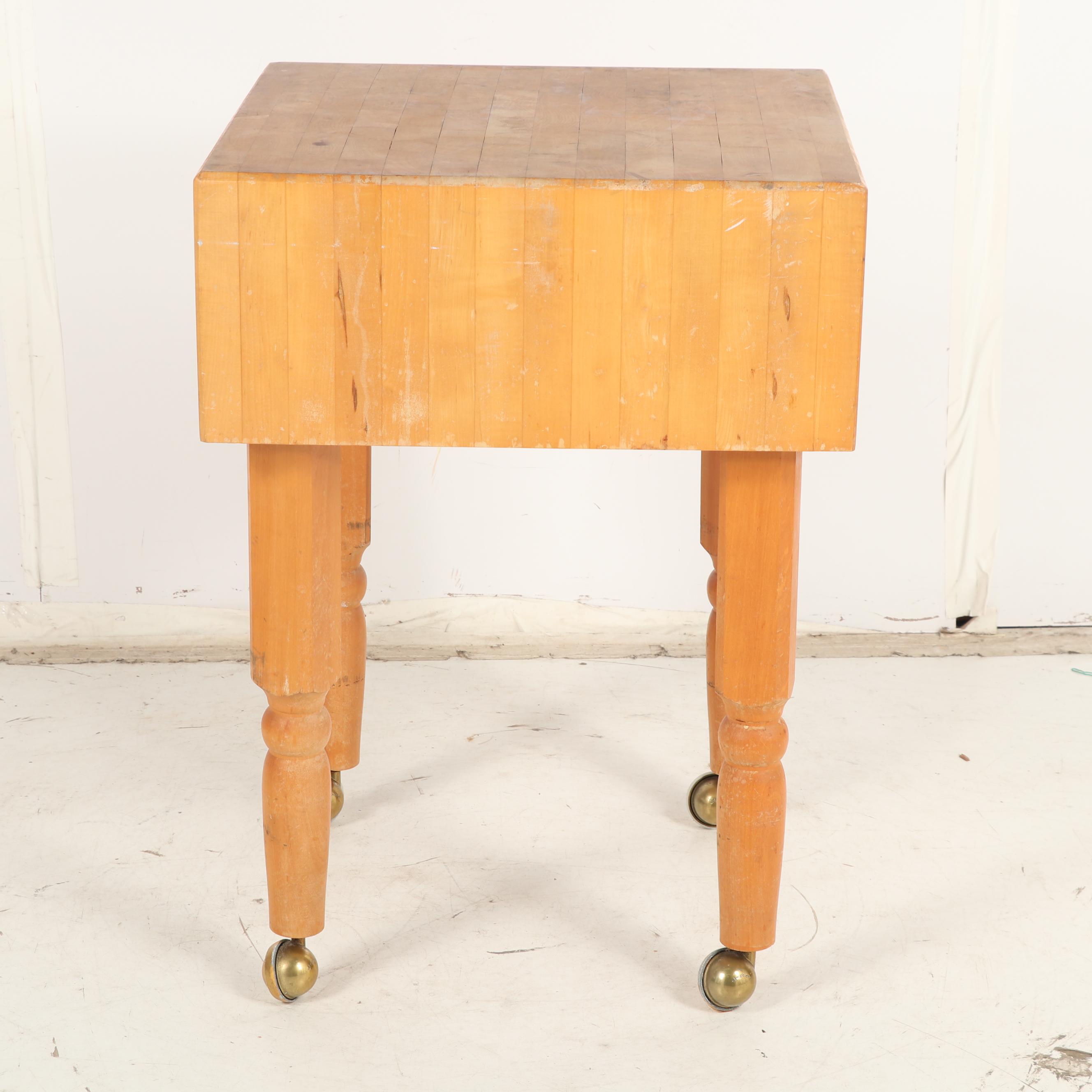 United Brotherhood of Carpenters Manufactured Maple Butcher's Block Table