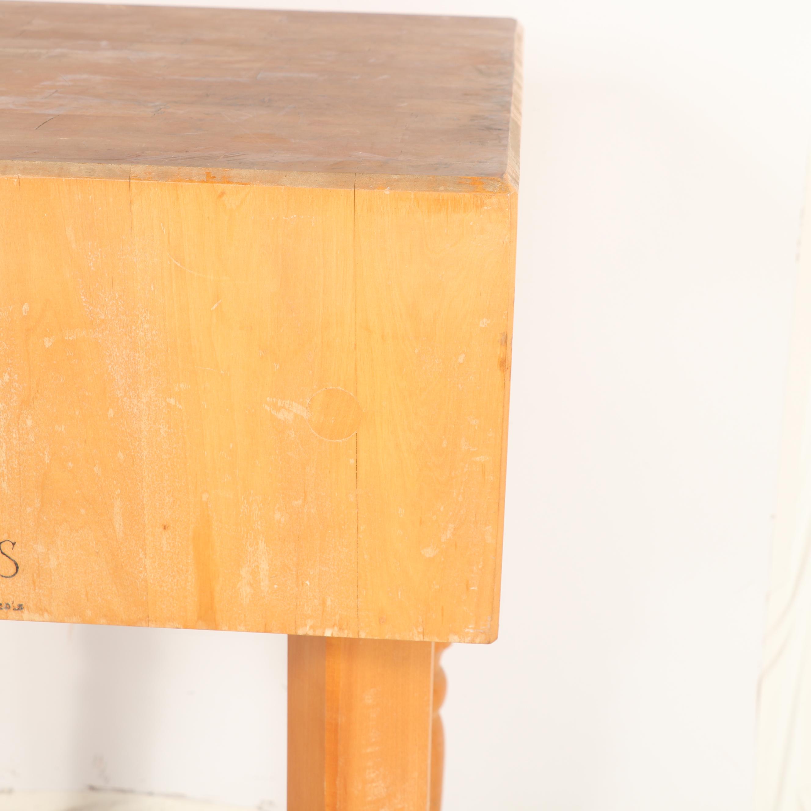 United Brotherhood of Carpenters Manufactured Maple Butcher's Block Table
