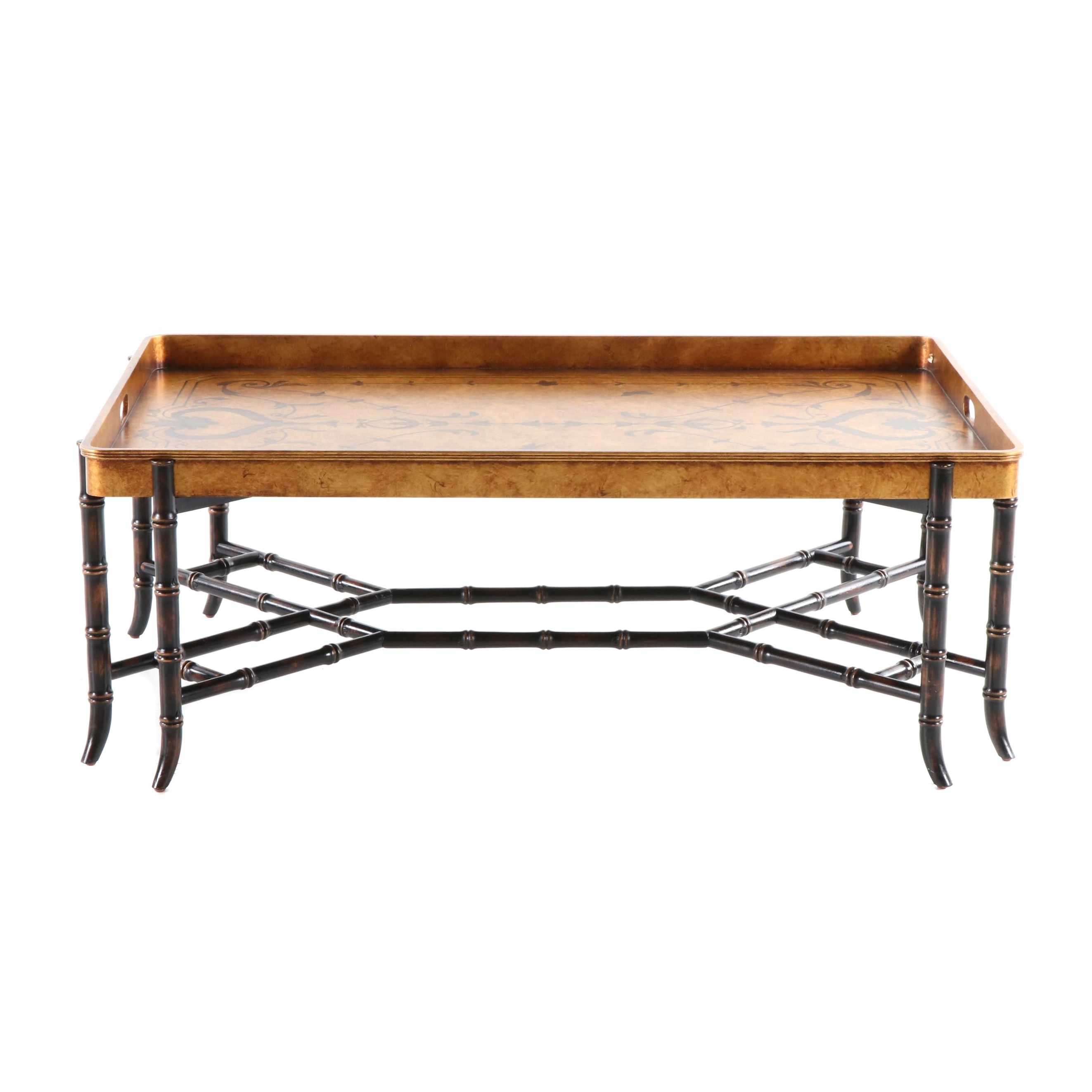 EJ Victor Tray Top Cocktail Table with Faux Bamboo Base, 20th Century