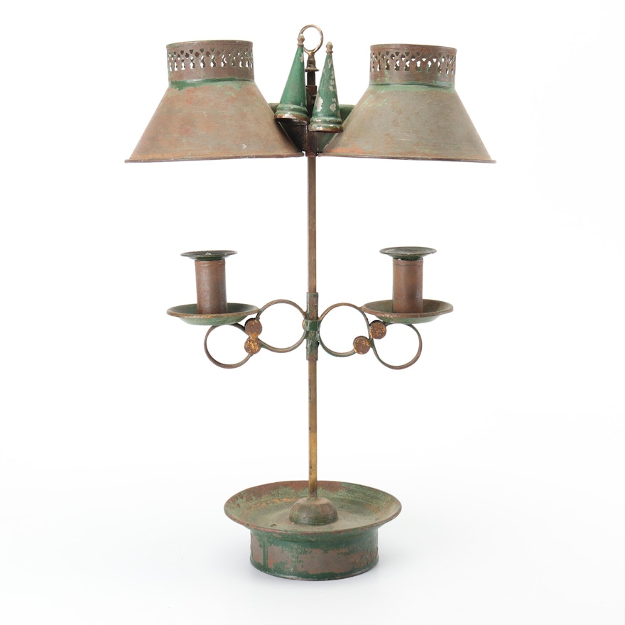 British Bright & Co. Late Arcand & Co. Double Candle Student Lamp, Mid 19th C.