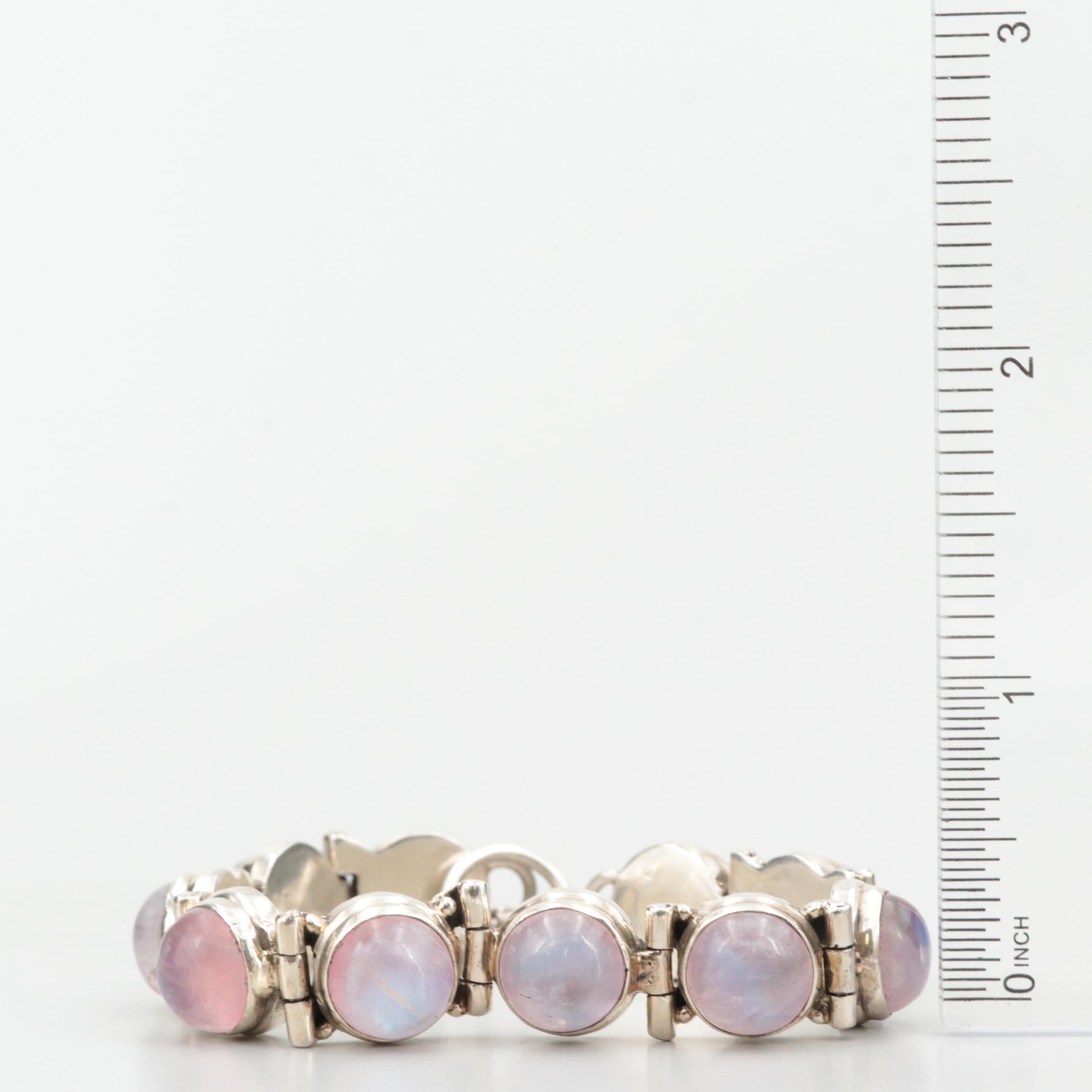Sterling Silver Moonstone Rhinestone Bracelet
