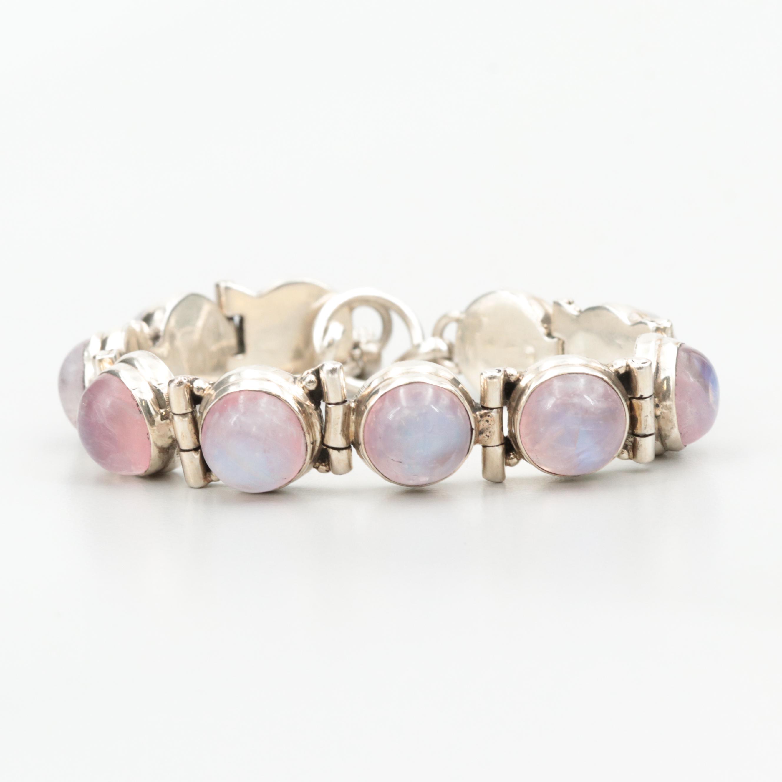 Sterling Silver Moonstone Rhinestone Bracelet