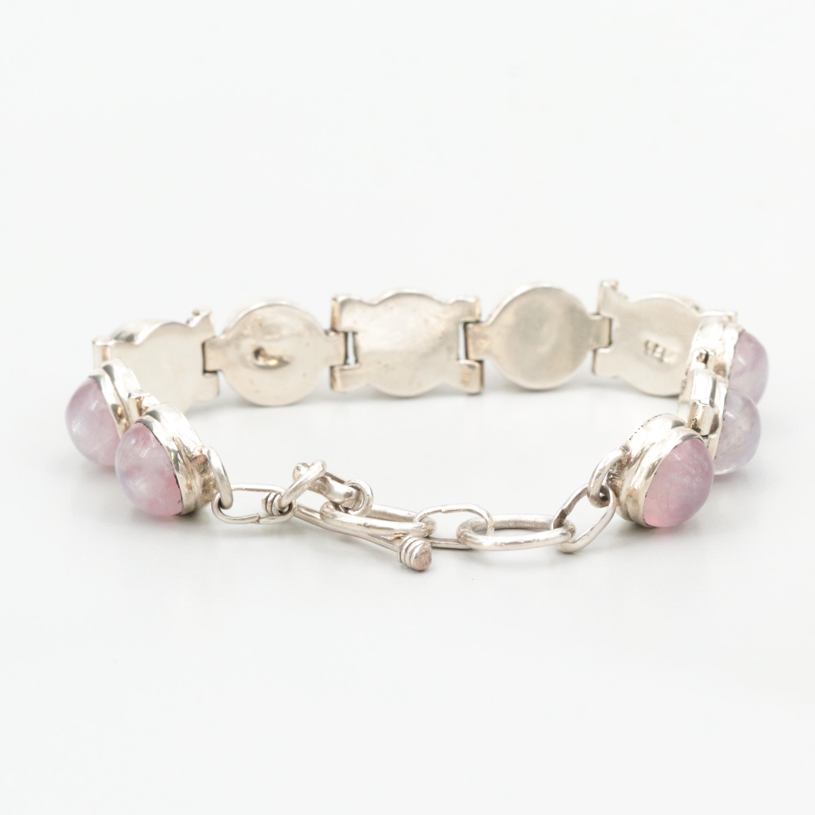 Sterling Silver Moonstone Rhinestone Bracelet