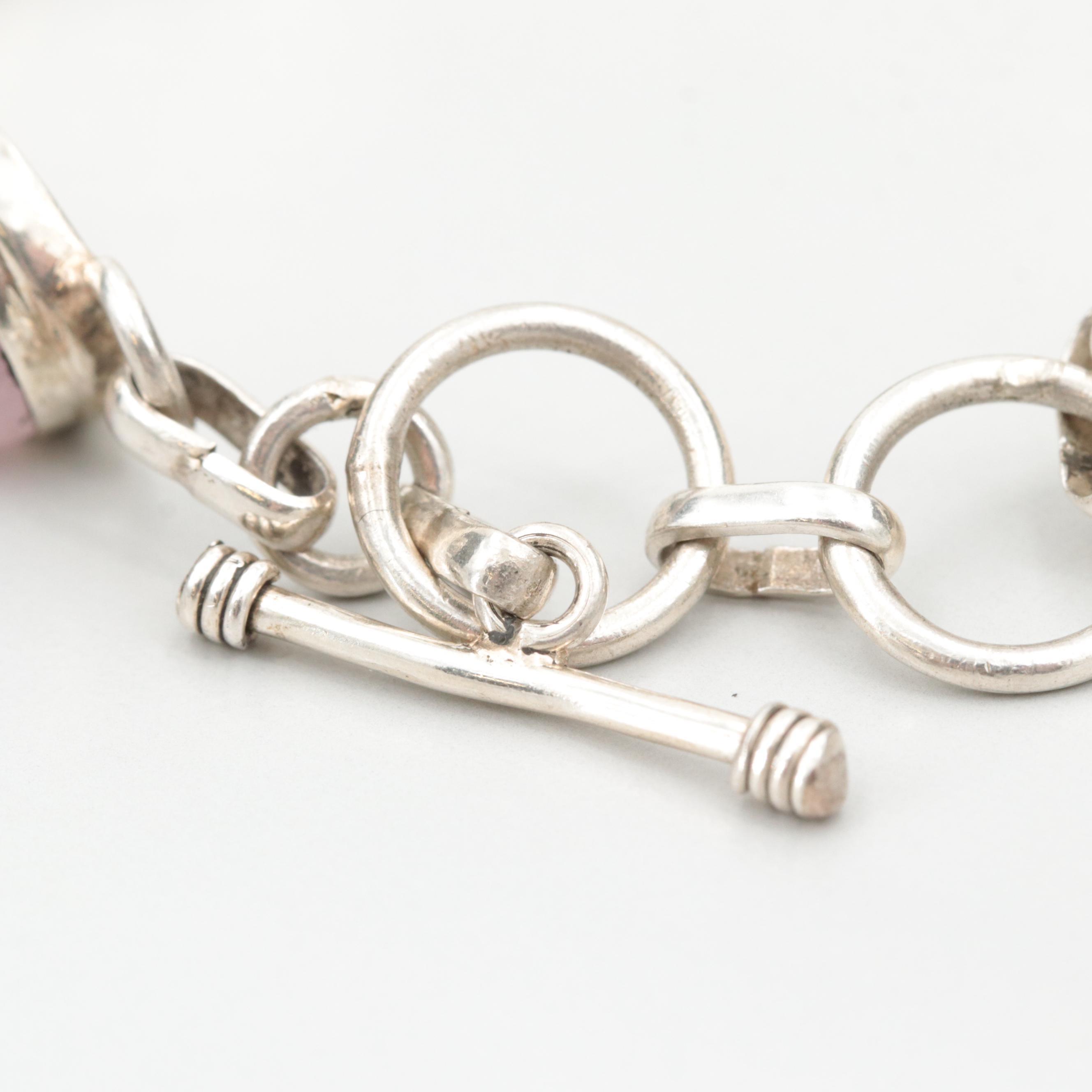 Sterling Silver Moonstone Rhinestone Bracelet