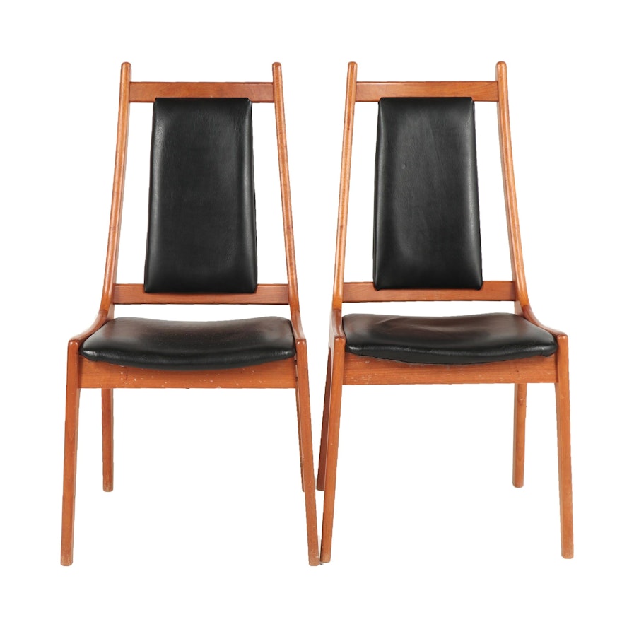 Pair of Nordic Furniture Mid Century Modern Chairs with Vinyl Upholstered Seats