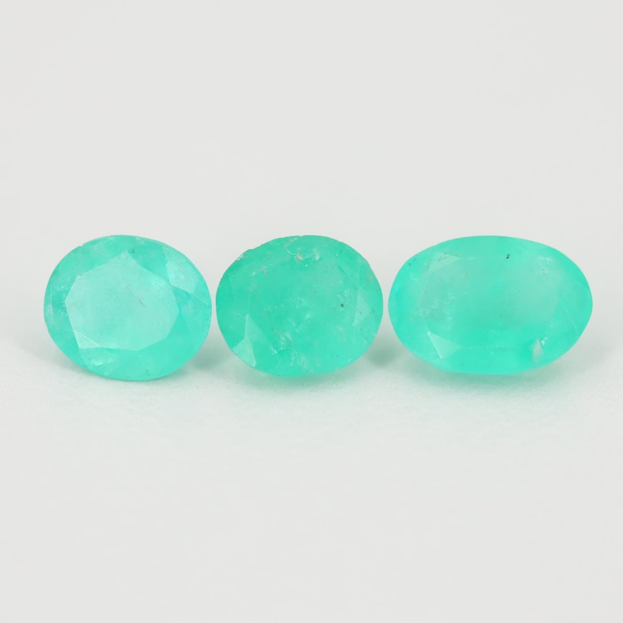 Loose 1.74 Oval Faceted Emerald Gemstones