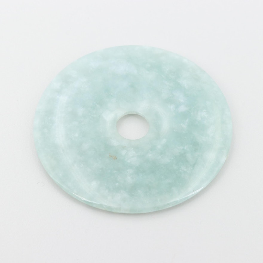 Chinese Carved Jadeite Bi Disc Pendant