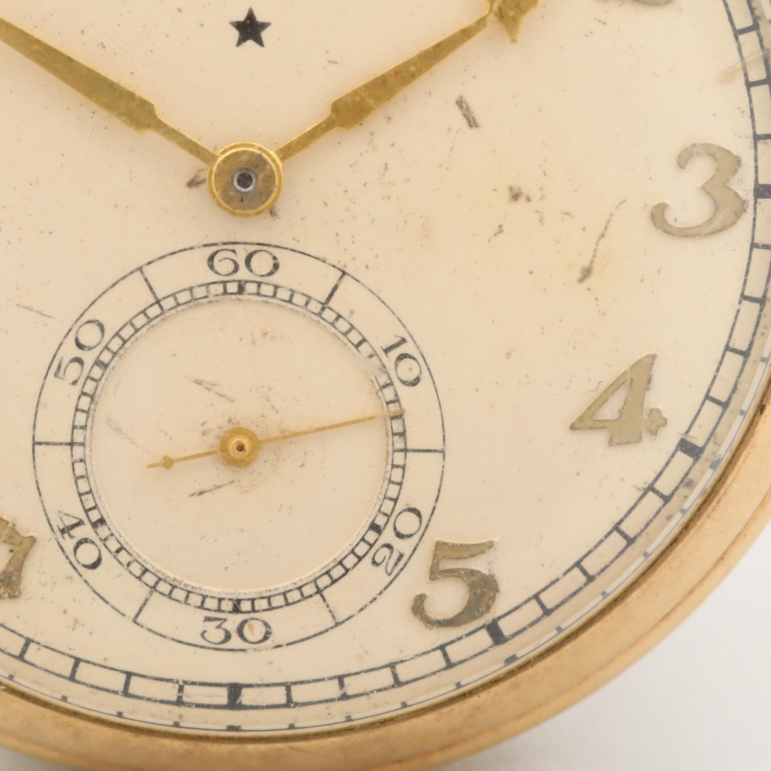 Vintage Elgin 10K Gold Filled Open Face Pocket Watch, 1933