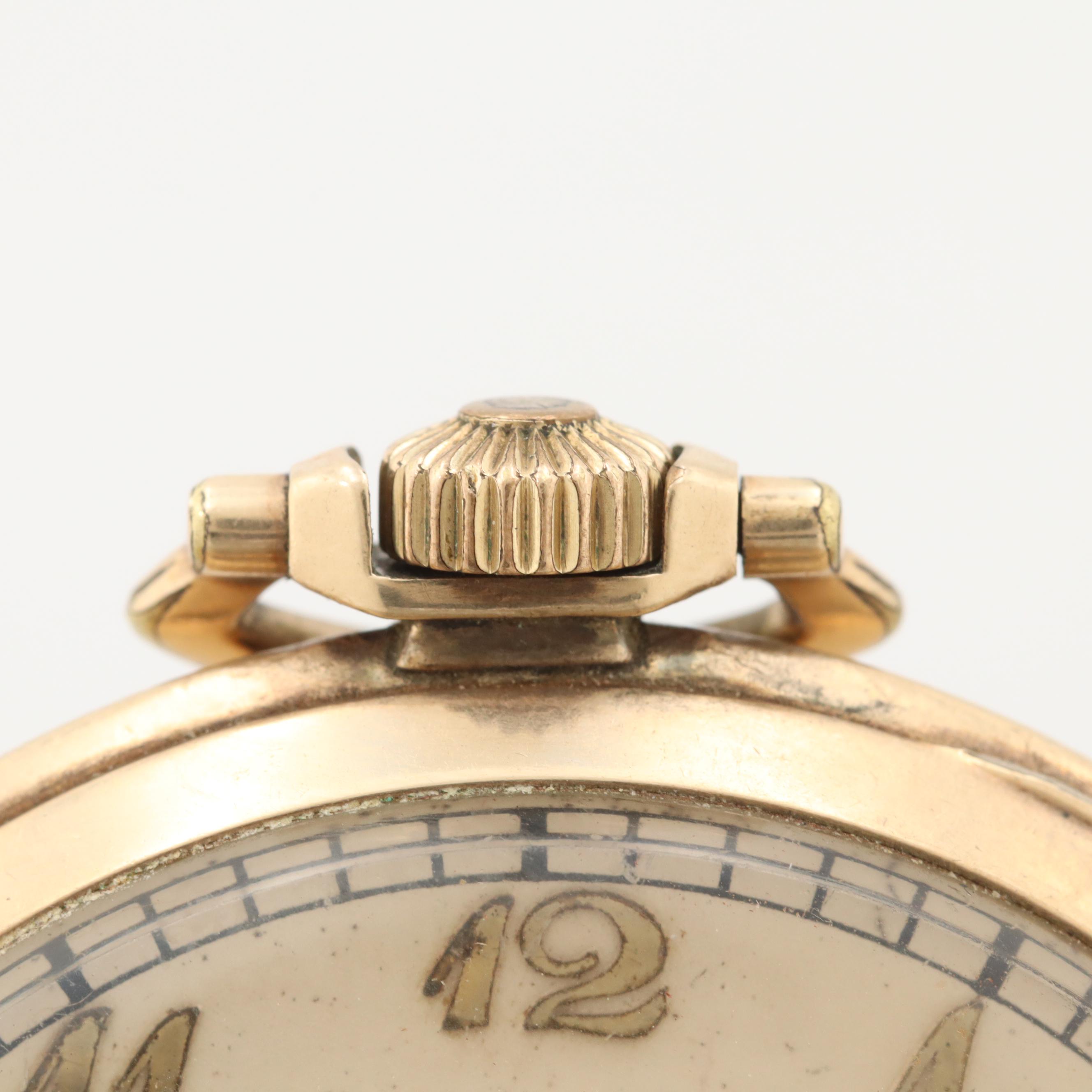 Vintage Elgin 10K Gold Filled Open Face Pocket Watch, 1933