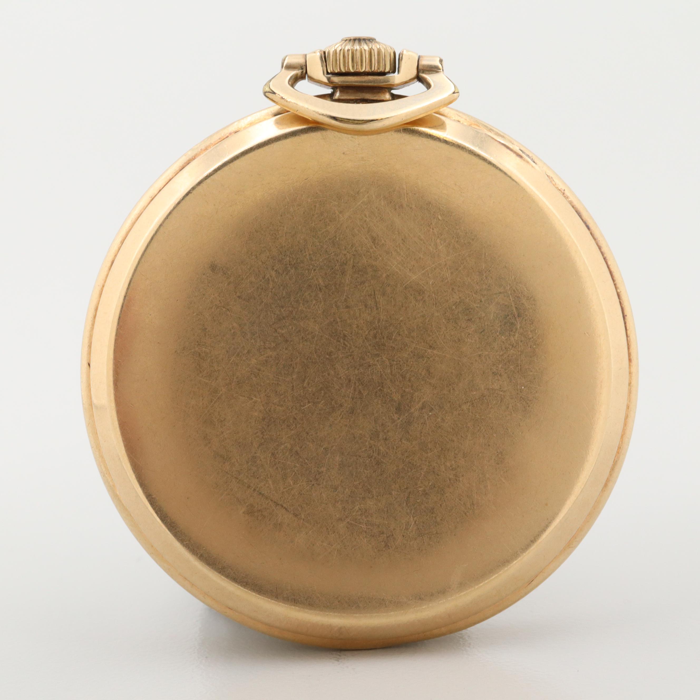 Vintage Elgin 10K Gold Filled Open Face Pocket Watch, 1933