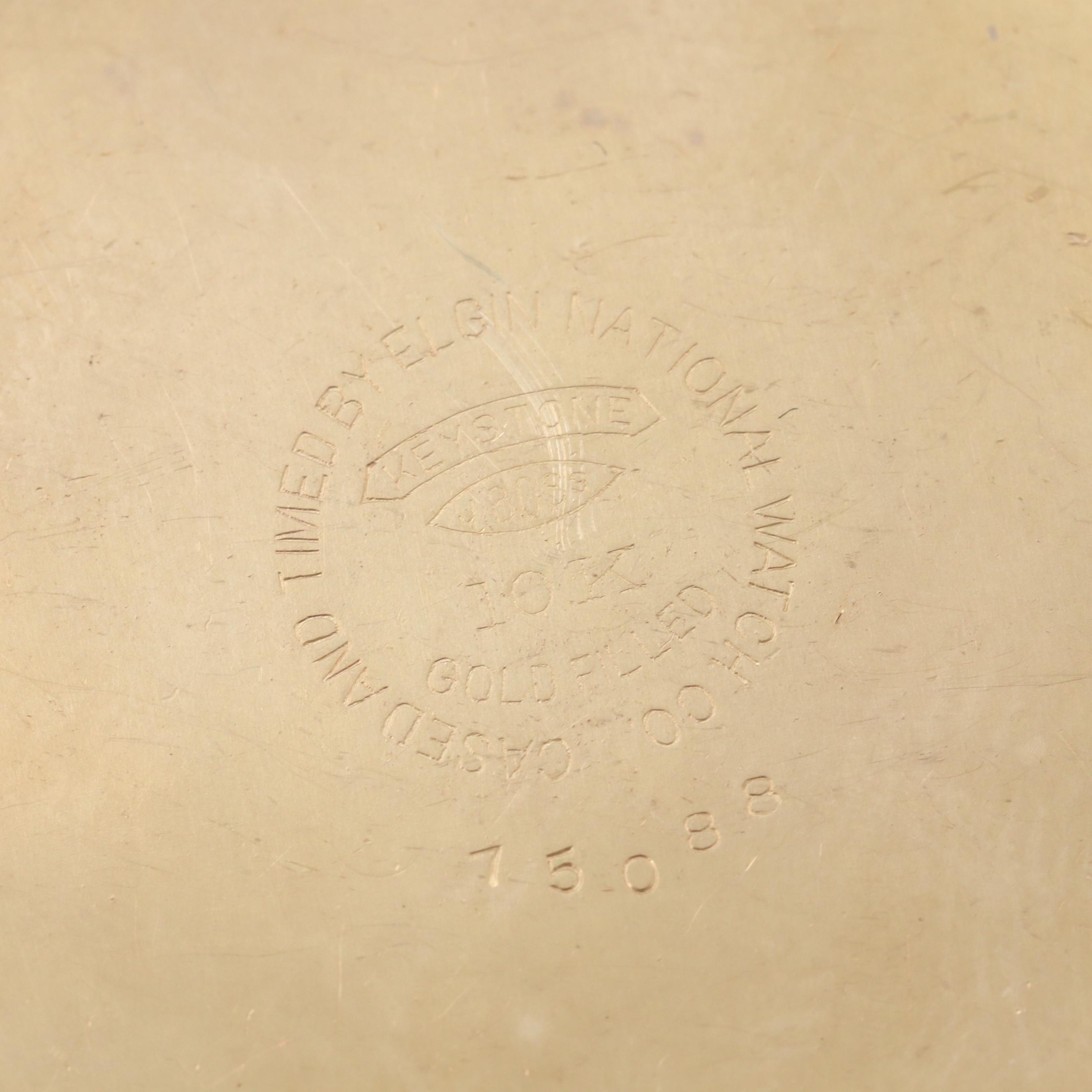 Vintage Elgin 10K Gold Filled Open Face Pocket Watch, 1933