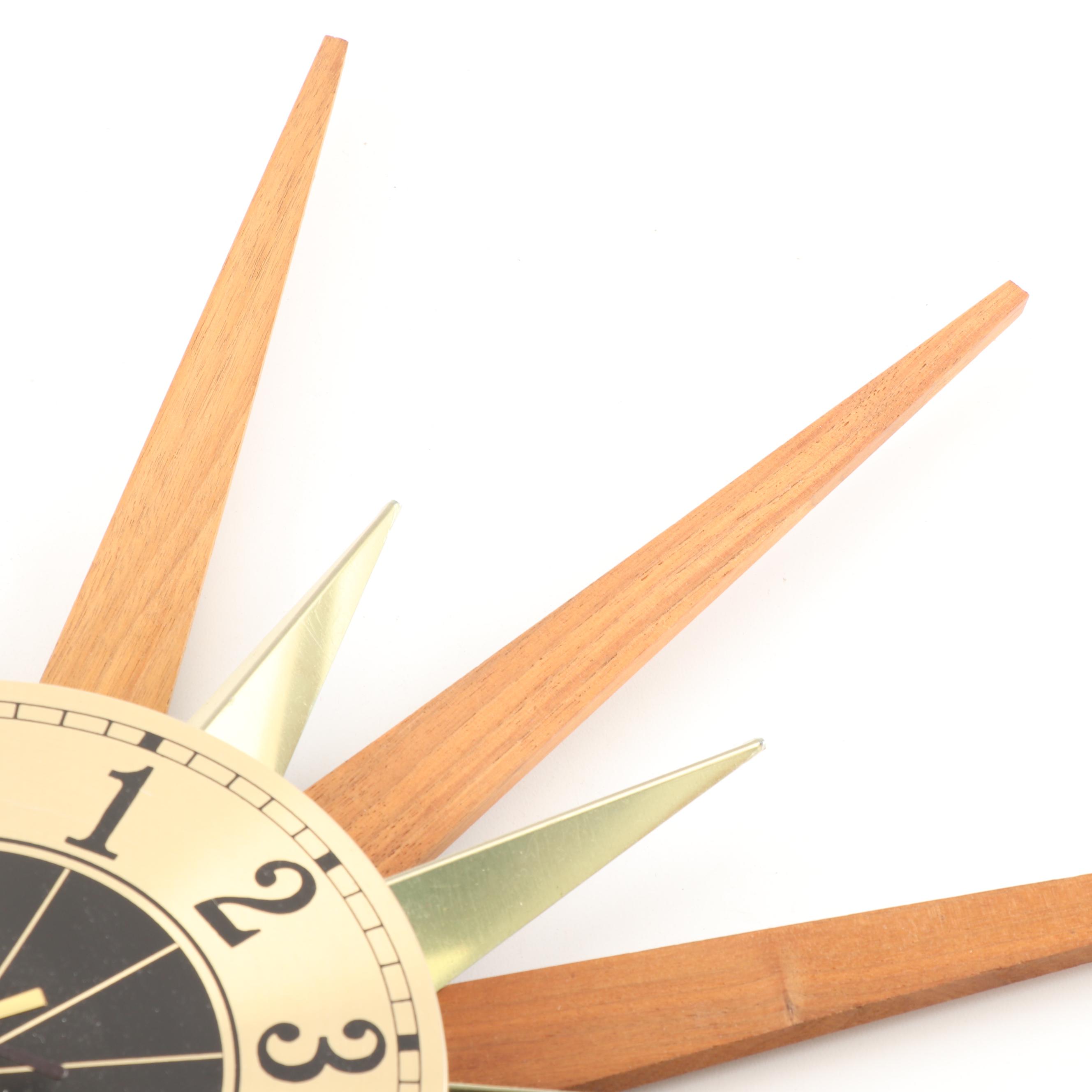 Elgin Mid Century Modern Starburst Wall Clock