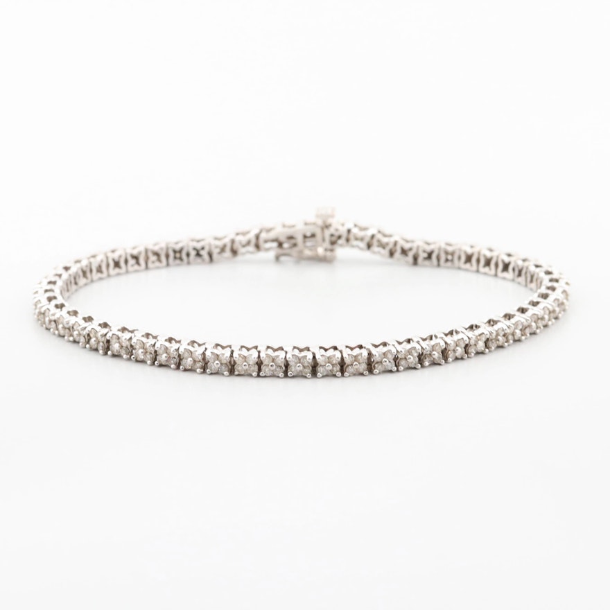 14K White Gold 2.20 CTW Diamond Tennis Bracelet