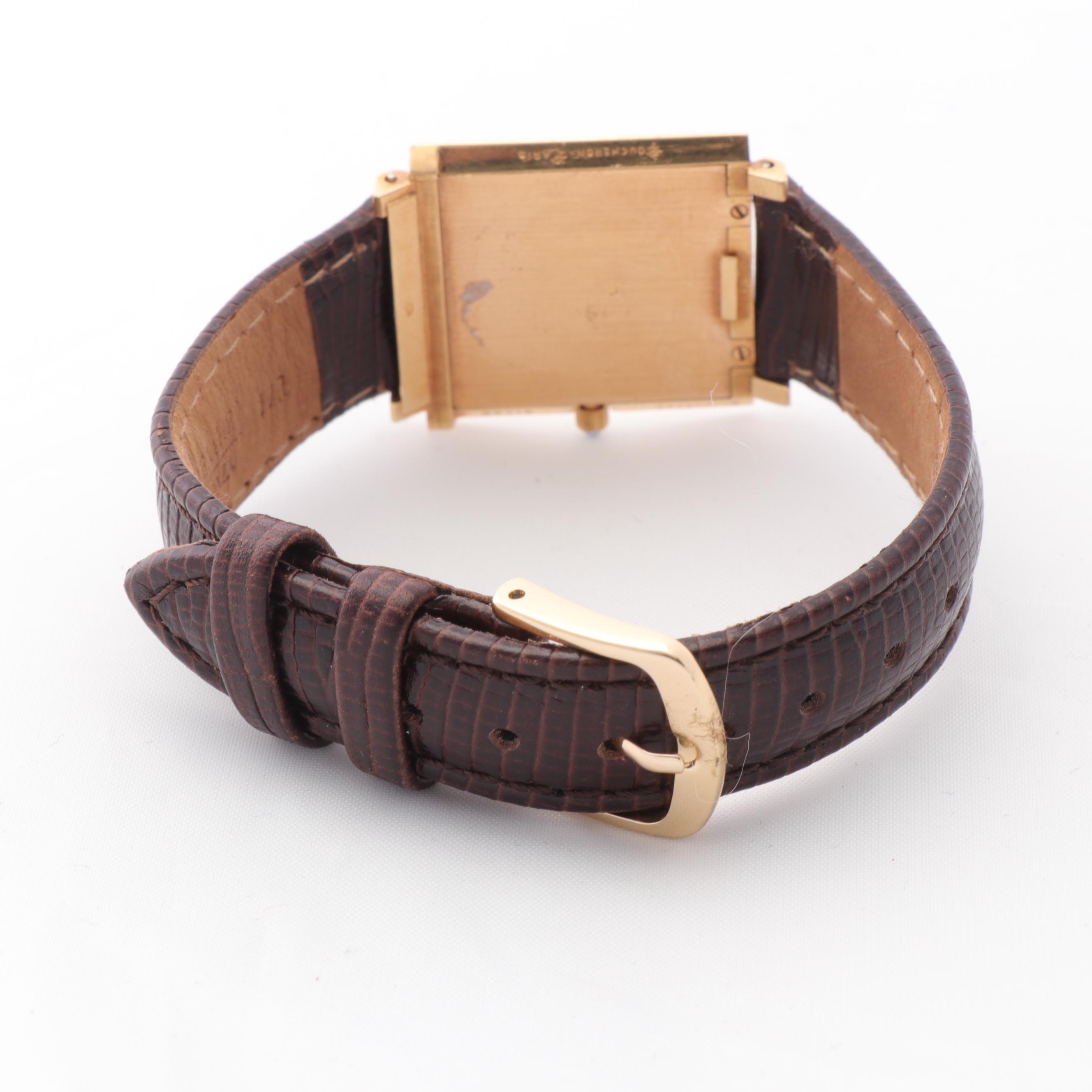 18K Yellow Gold Boucheron Carre Clou de Paris 25MM Watch with Sapphire Crown