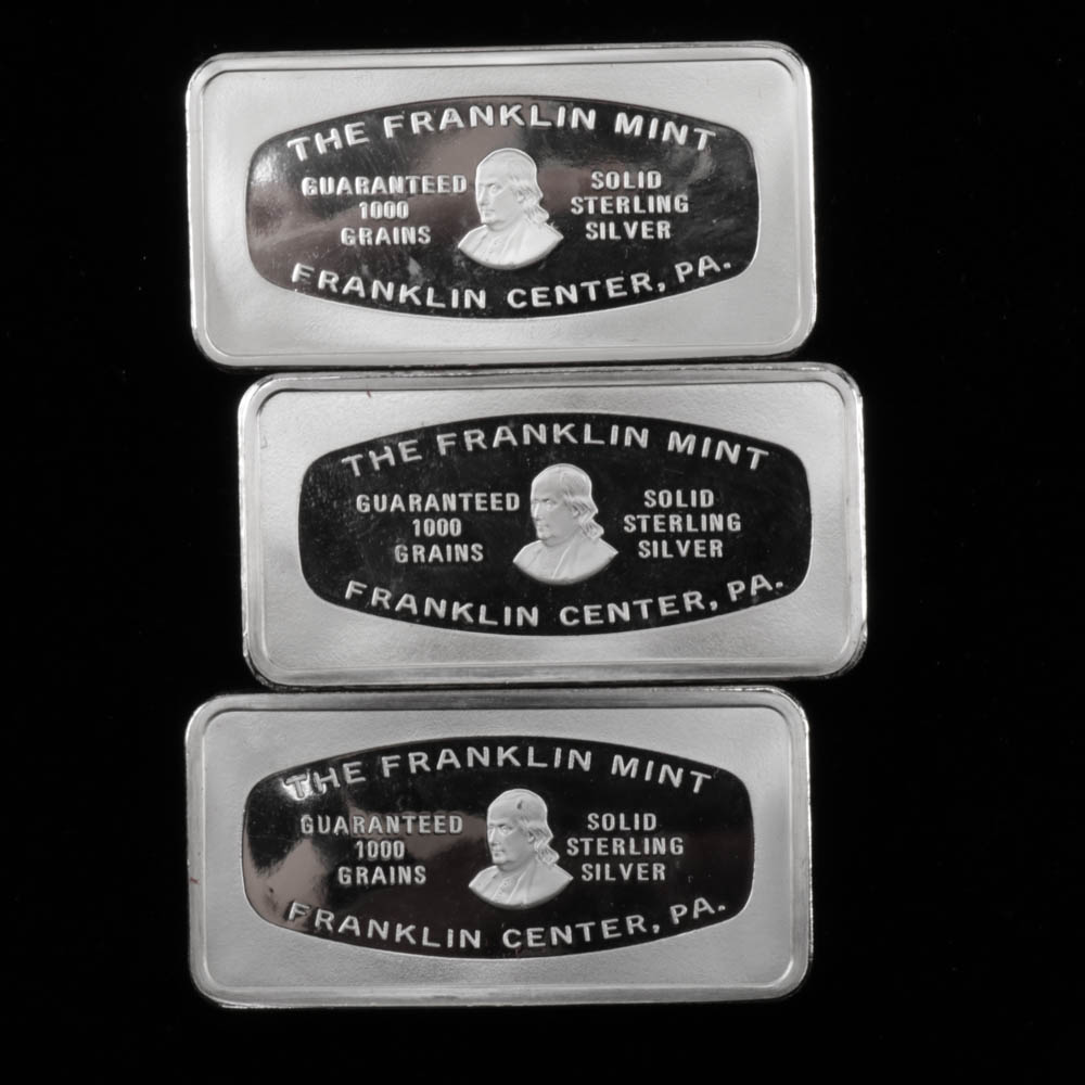 1975 - 1979 Franklin Mint Sterling Silver Christmas Ingots