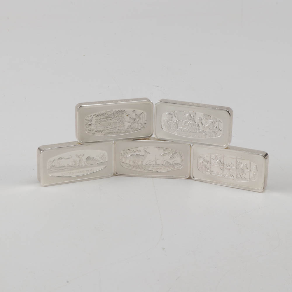 1975 - 1979 Franklin Mint Sterling Silver Christmas Ingots