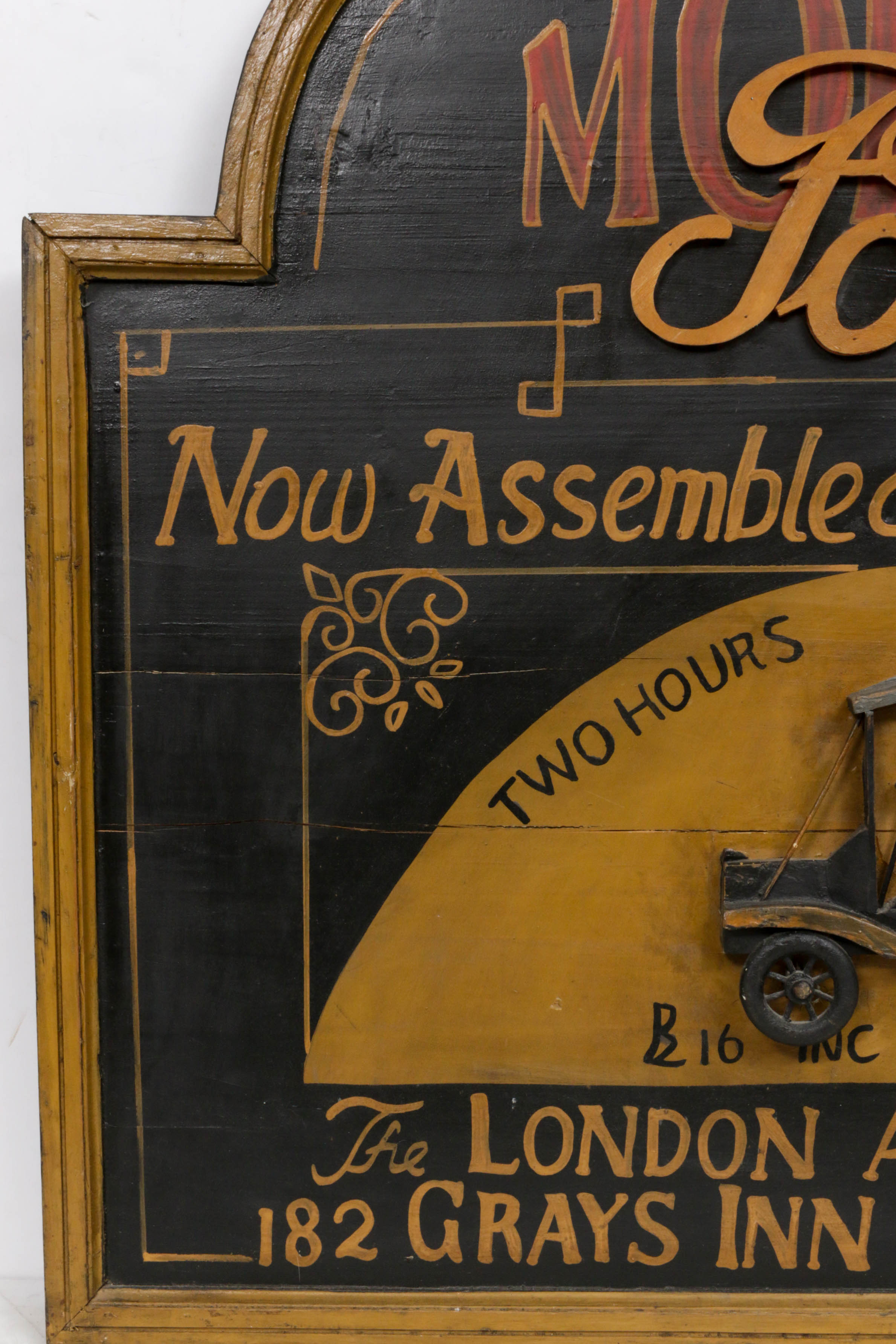 British London Autocar Company Model-T Ford Wood Advertising Sign, Circa 1914