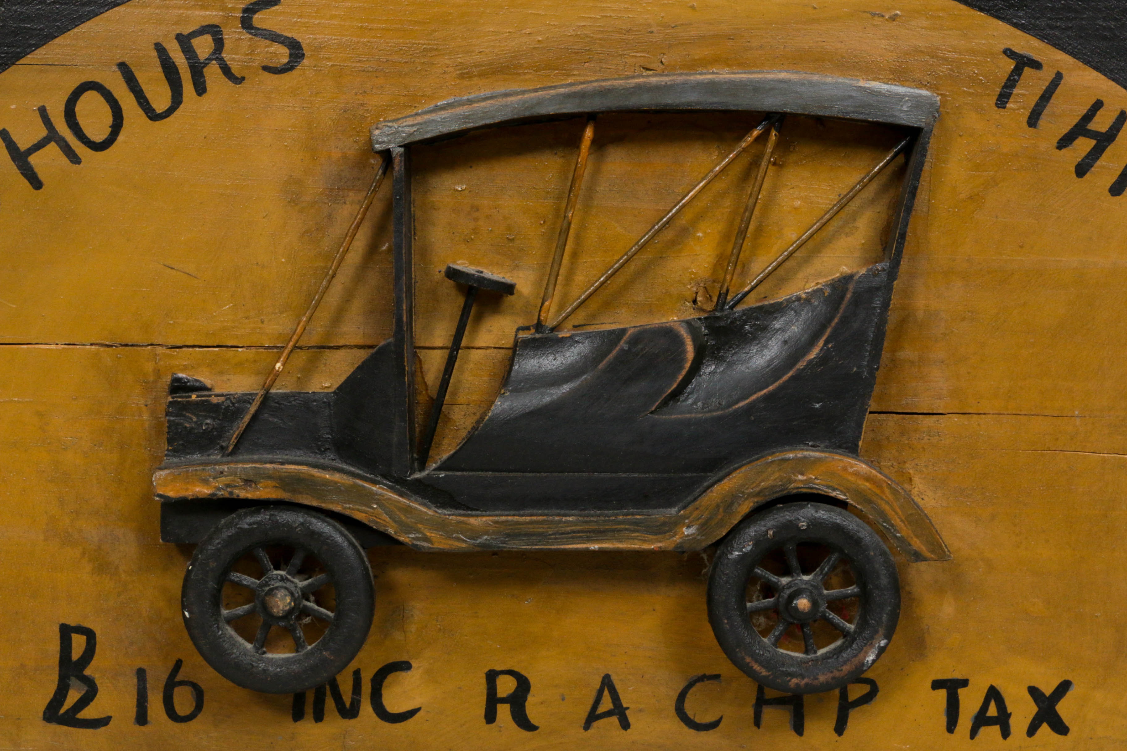 British London Autocar Company Model-T Ford Wood Advertising Sign, Circa 1914