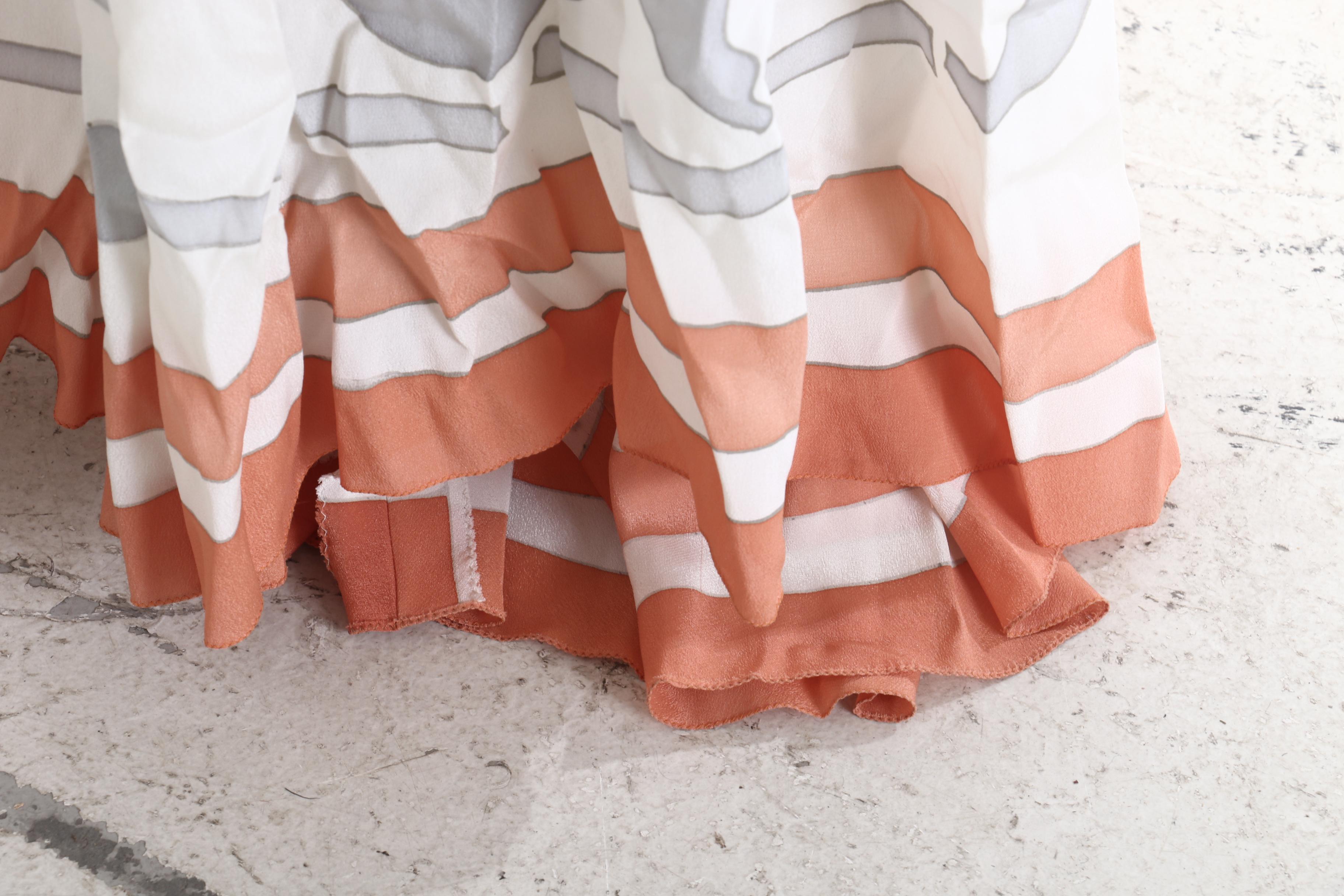 Karl Lagerfeld Designed Chloé Hand-Stenciled Silk Maxi Dress, 1970s Vintage