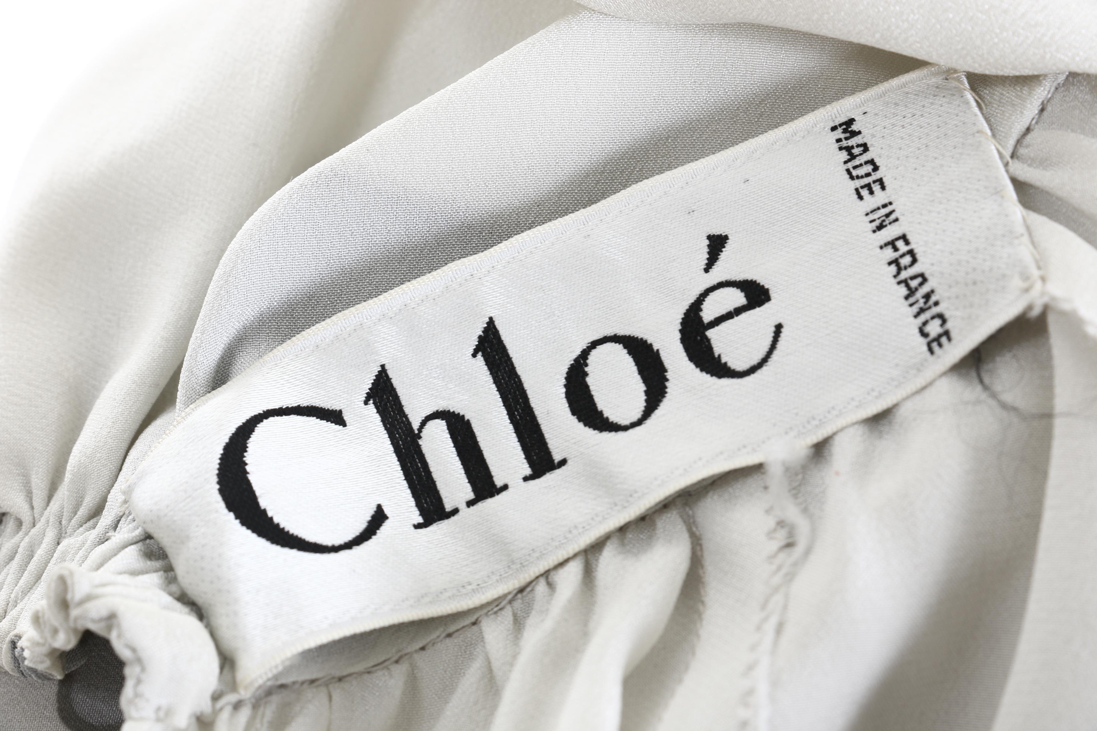 Karl Lagerfeld Designed Chloé Hand-Stenciled Silk Maxi Dress, 1970s Vintage