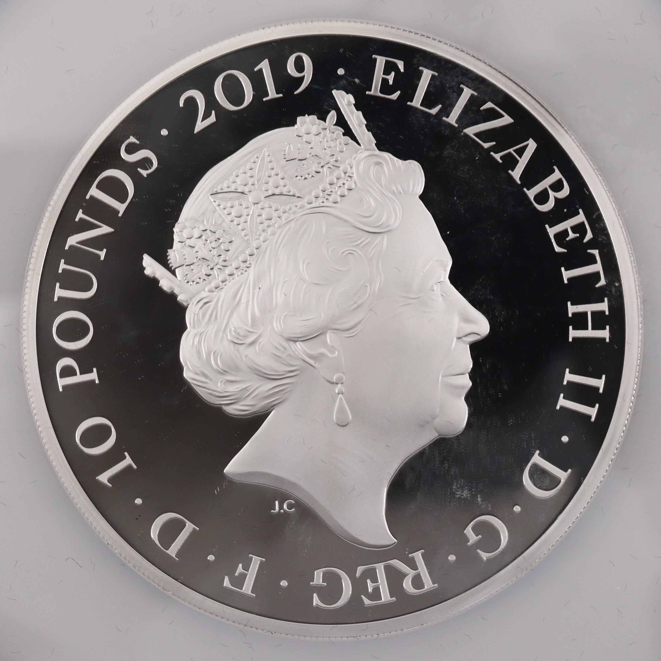 NGC Graded PF70 5 Ounce Great Britain £10 Queen Victoria Silver Proof Coin