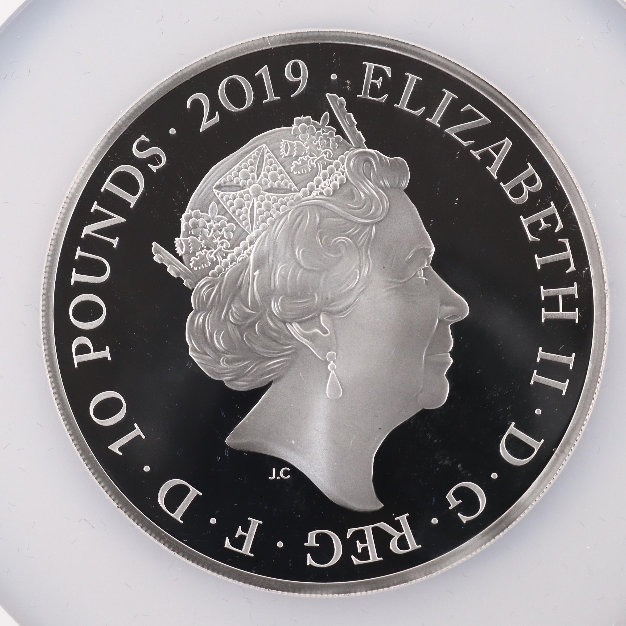 NGC Graded PF70 5 Ounce Great Britain £10 Queen Victoria Silver Proof Coin