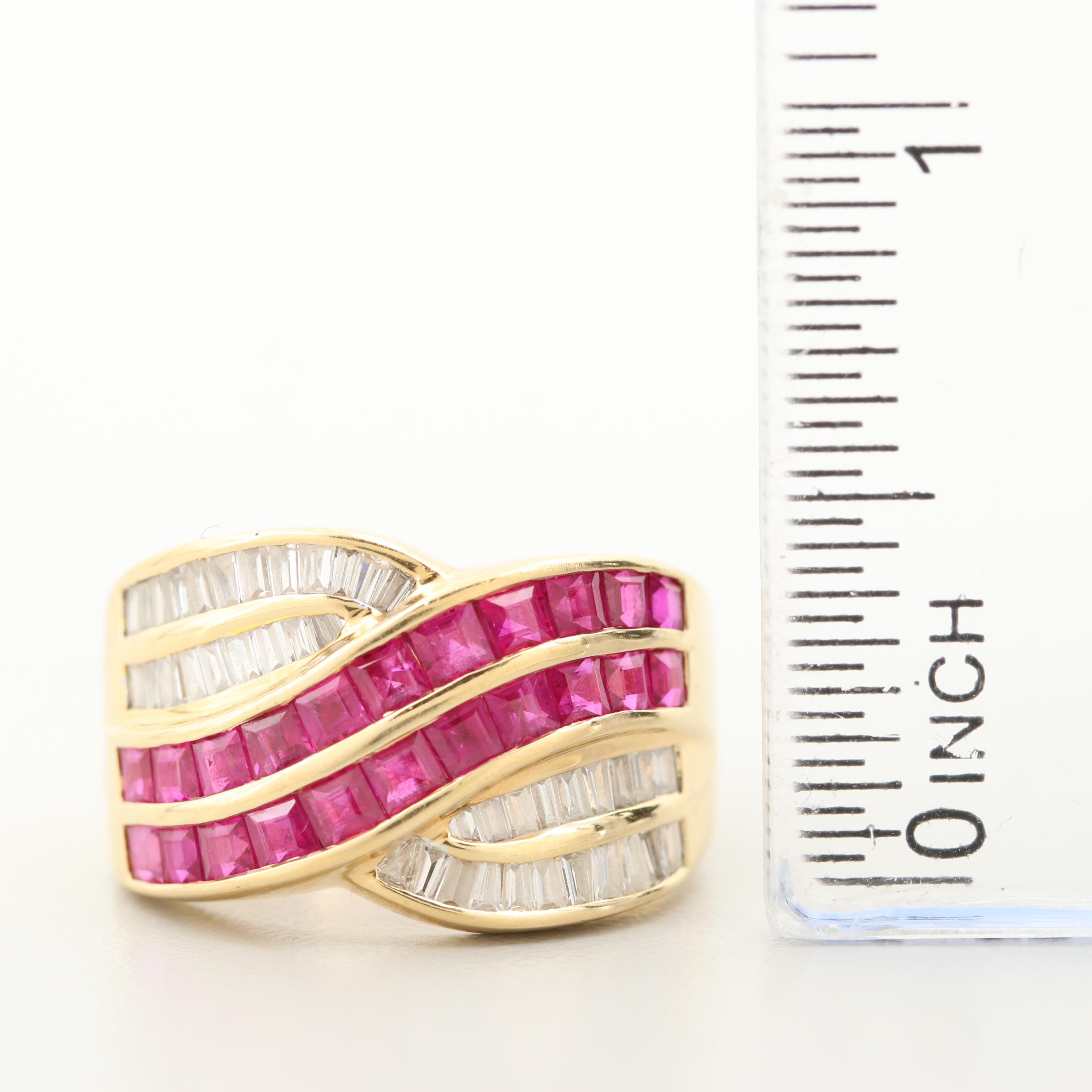 Vintage Le Vian 18K Yellow Gold Ruby and Diamond Ring