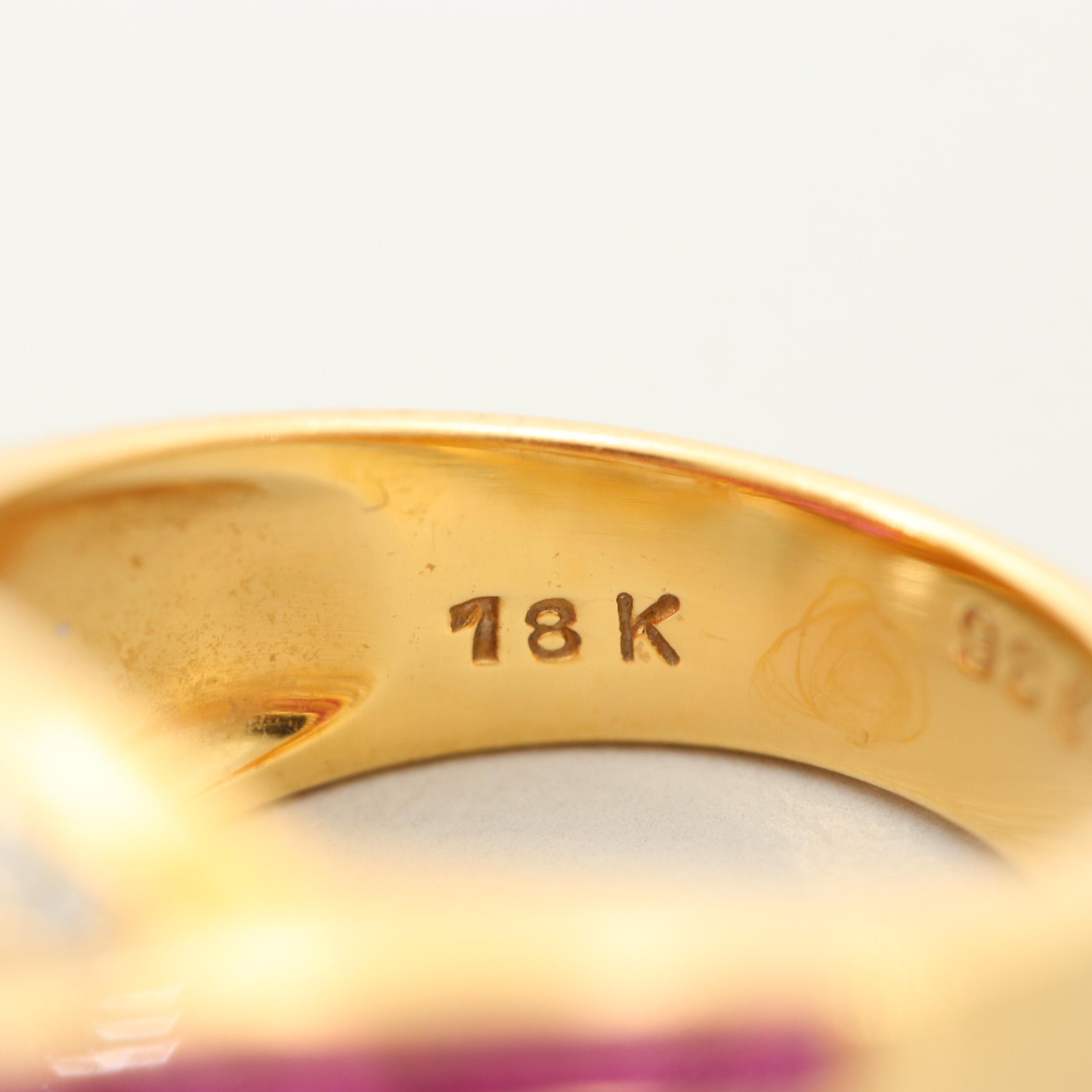 Vintage Le Vian 18K Yellow Gold Ruby and Diamond Ring