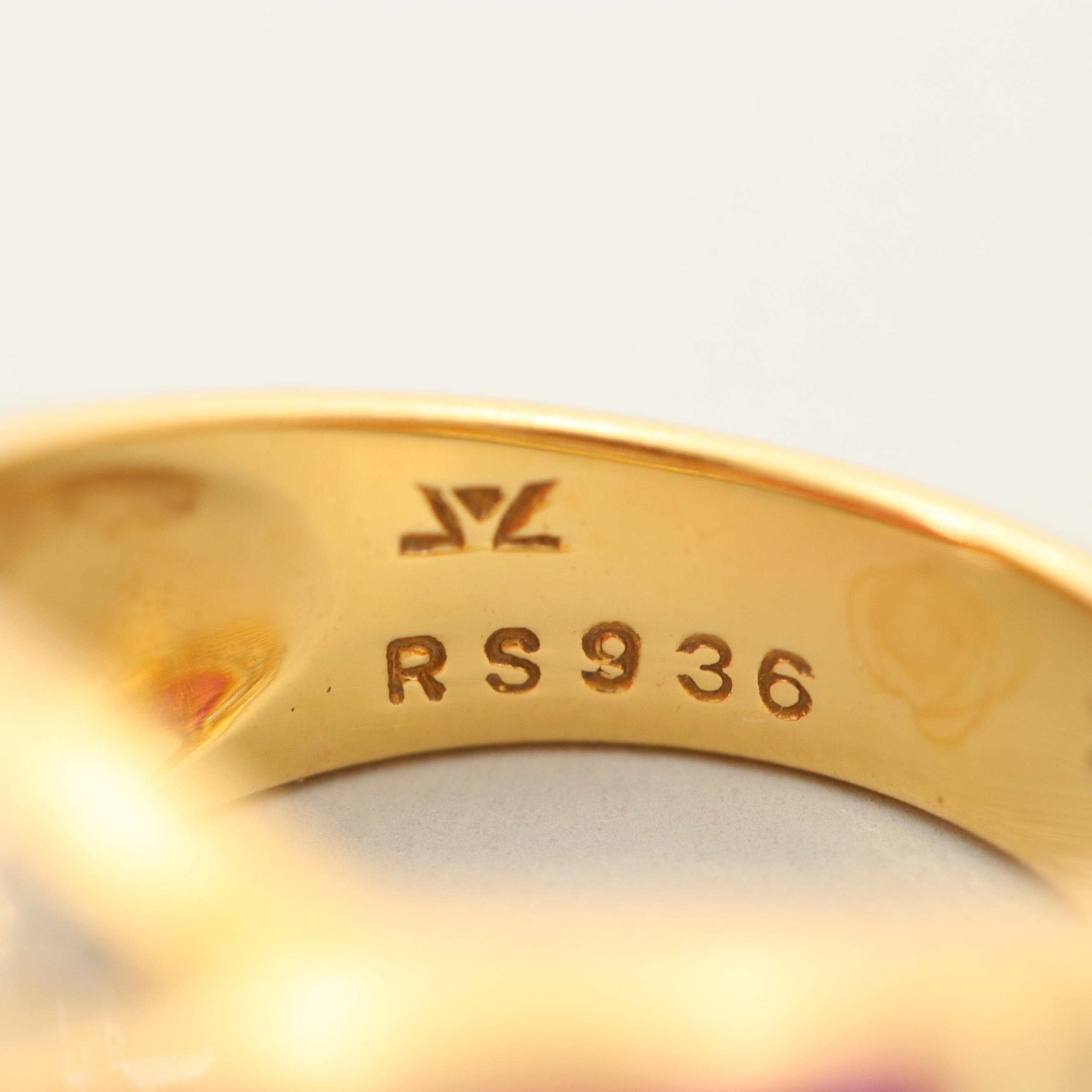 Vintage Le Vian 18K Yellow Gold Ruby and Diamond Ring