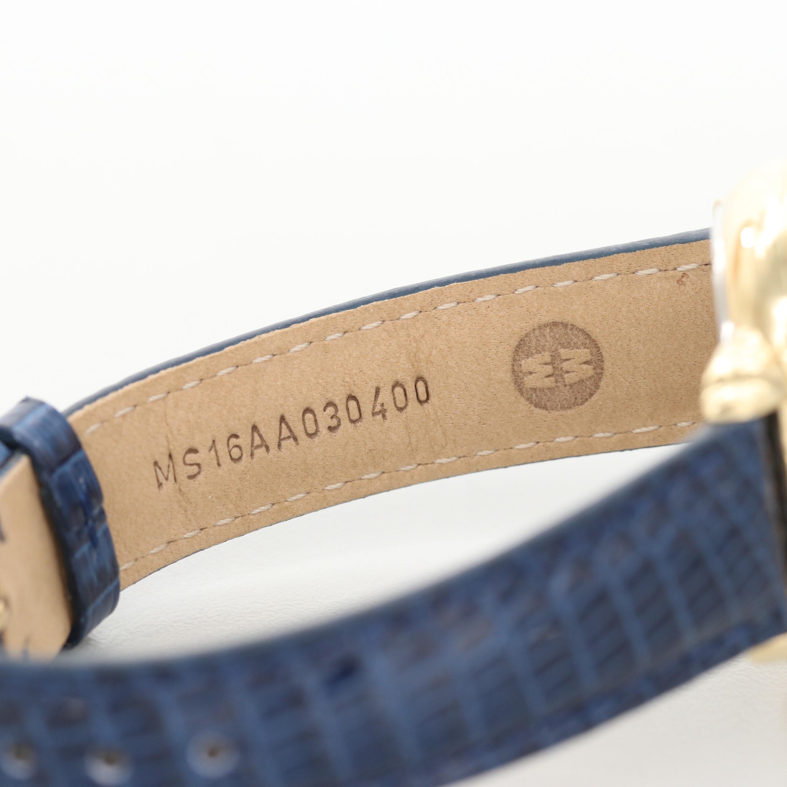 Michele Serein Lapis Lazuli and Diamond Dial With Diamond Bezel Quartz Watch
