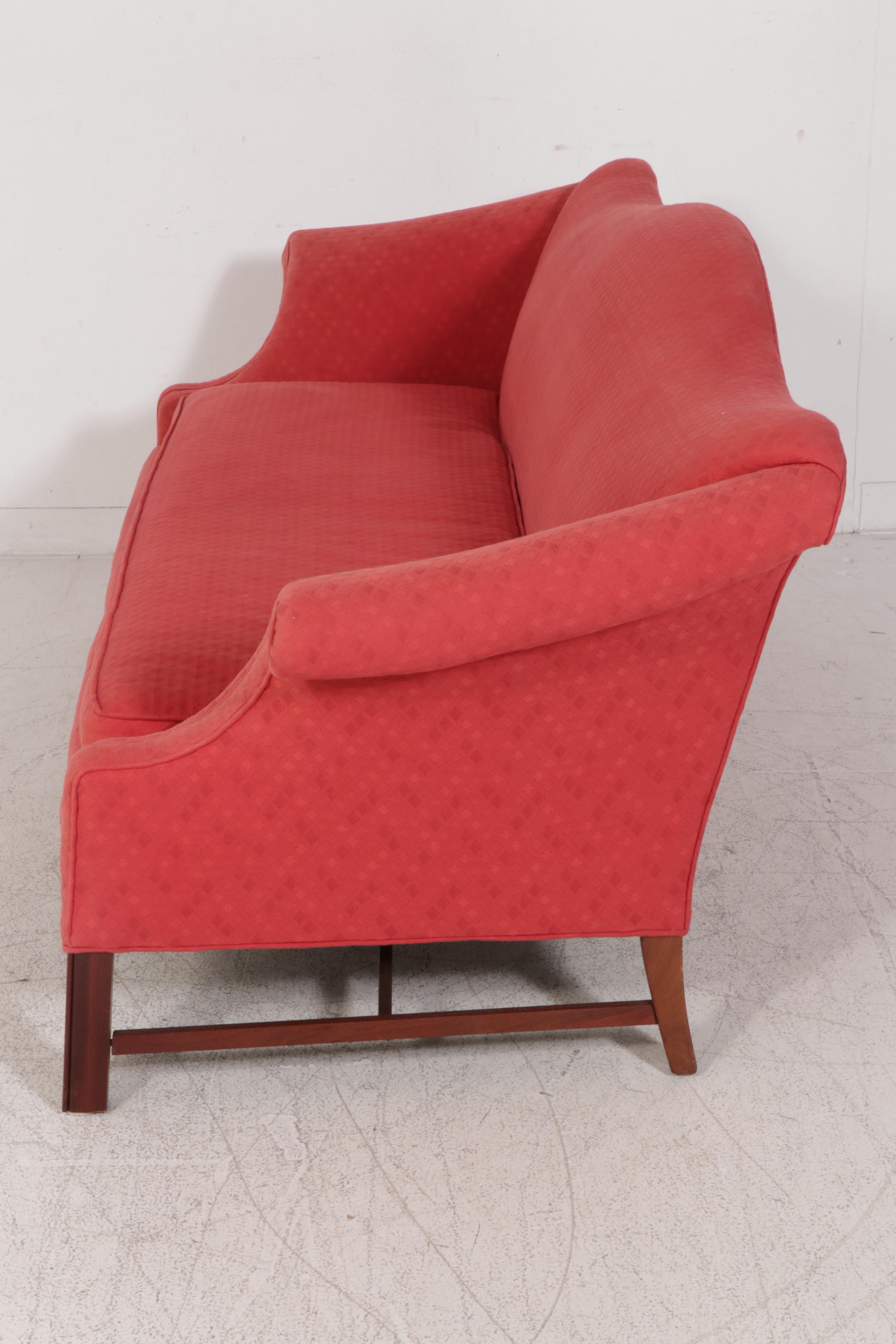 Camelback Sofa with Red Upholstery