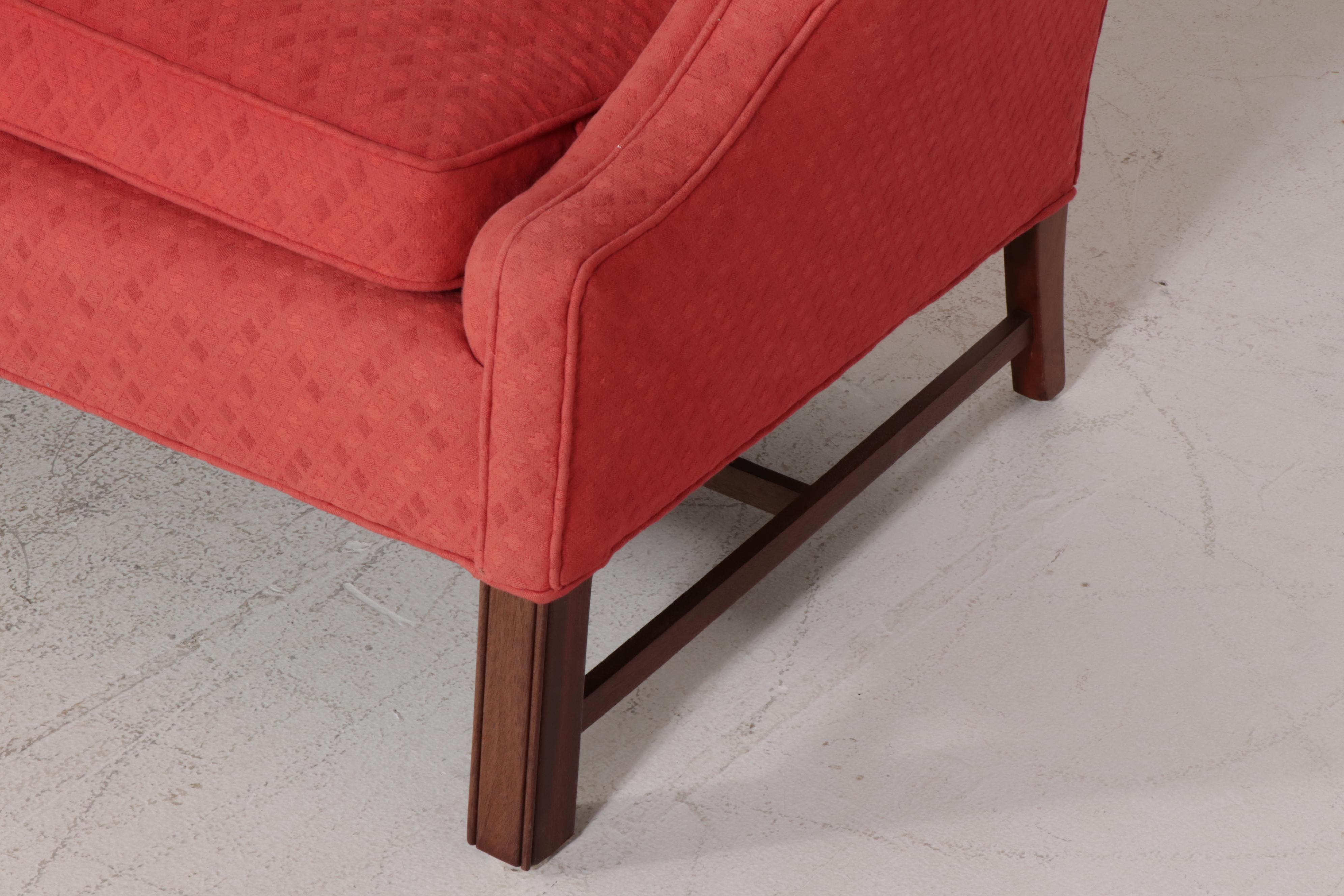 Camelback Sofa with Red Upholstery