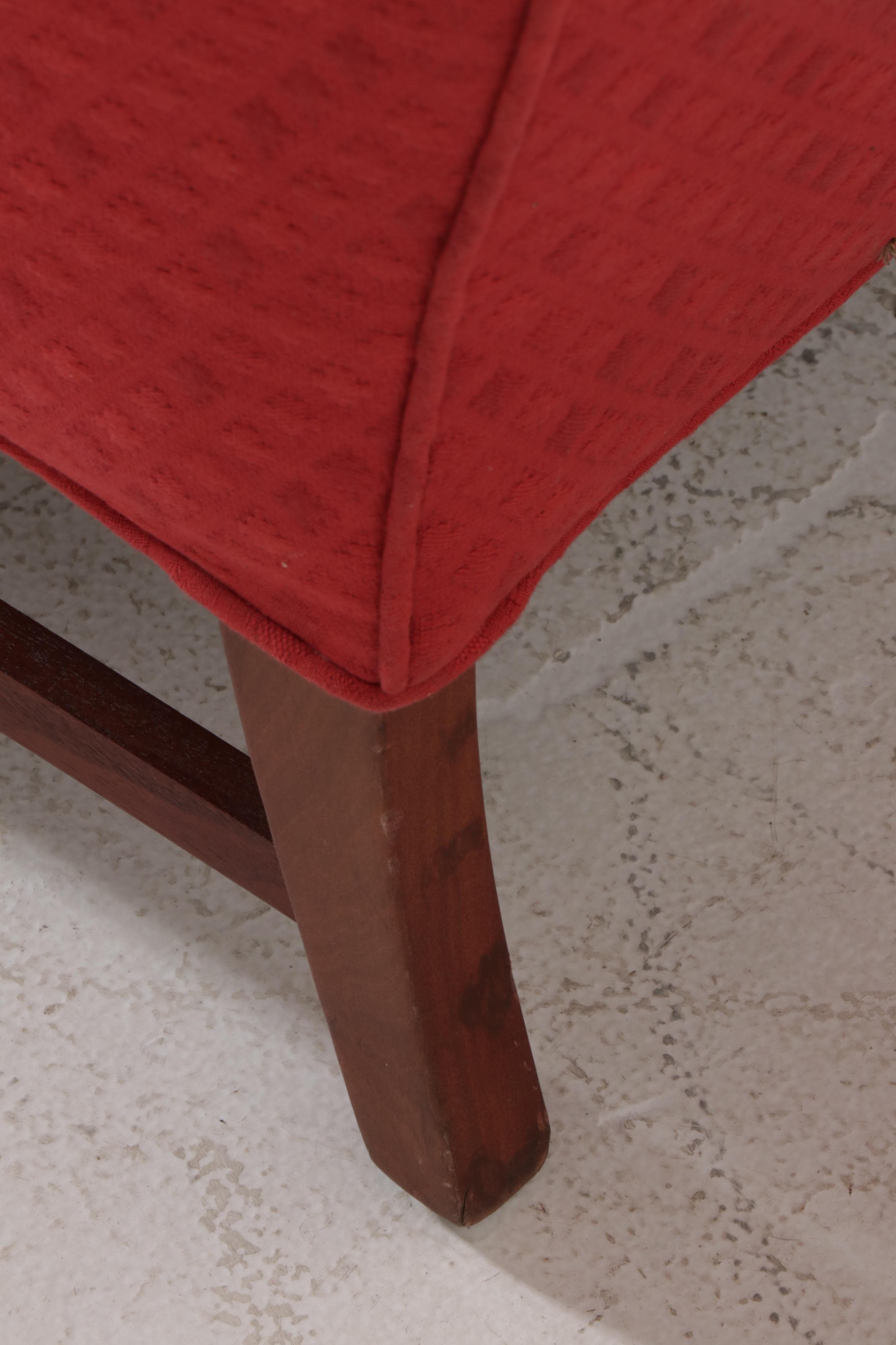 Camelback Sofa with Red Upholstery