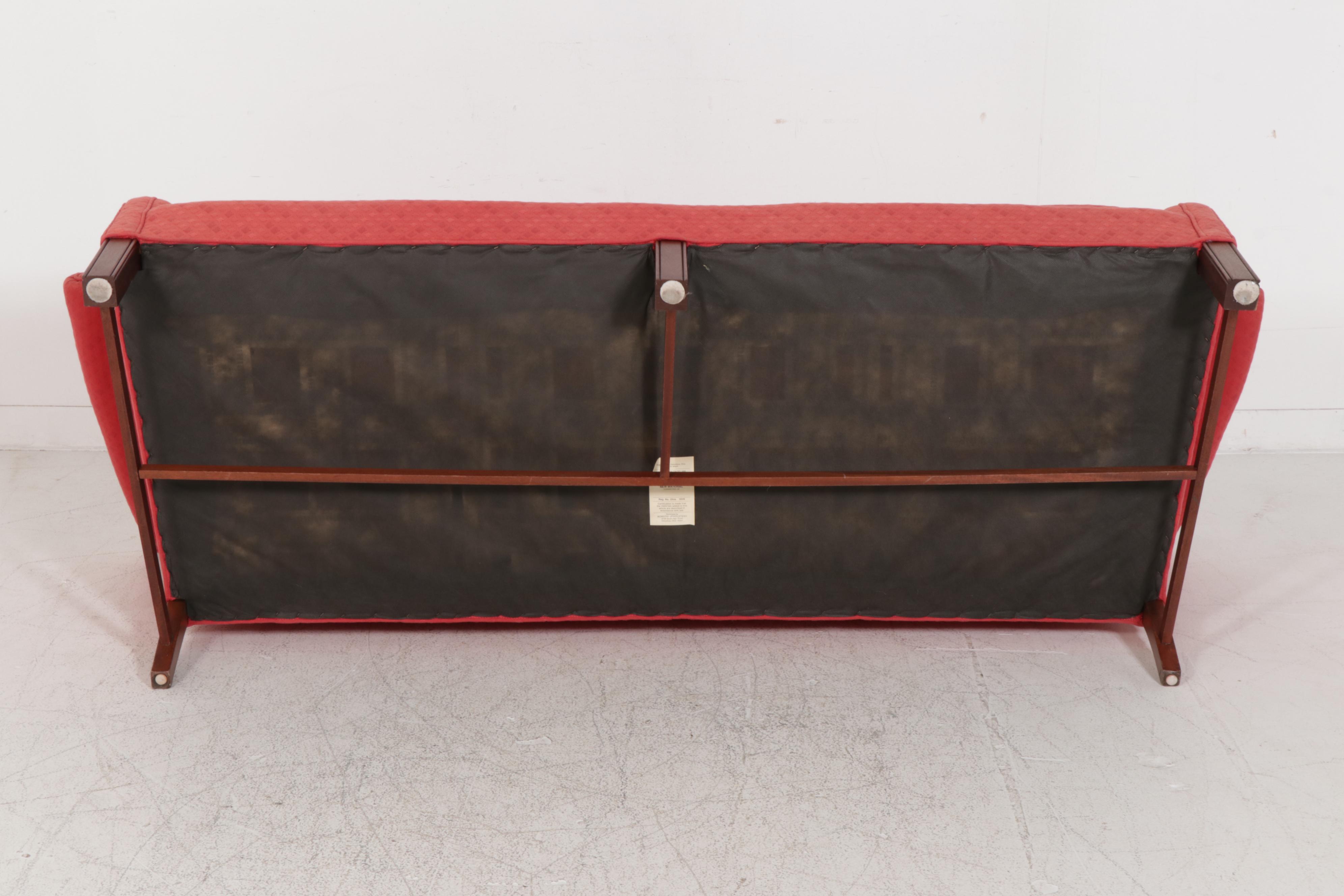 Camelback Sofa with Red Upholstery