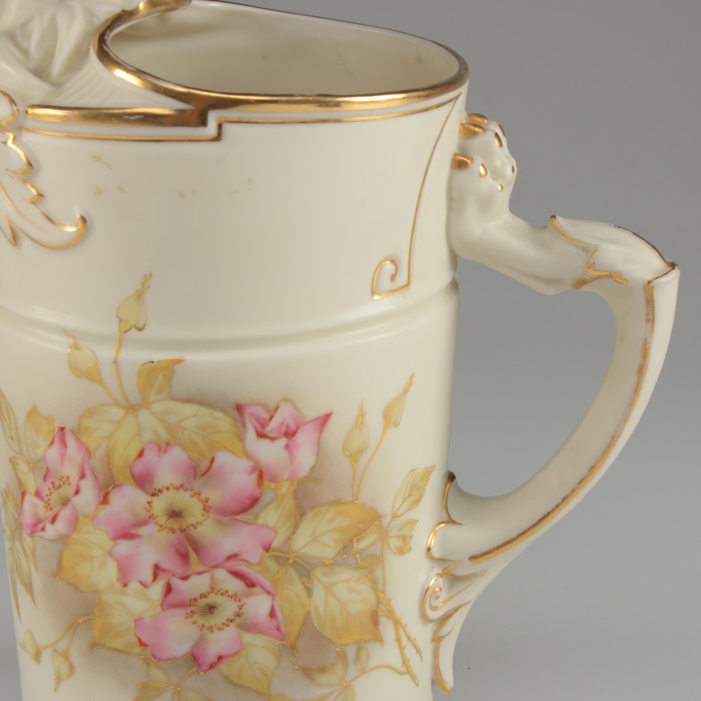 Royal Worcester Lion's Head Blush Ivory Pitcher, Circa 1880s