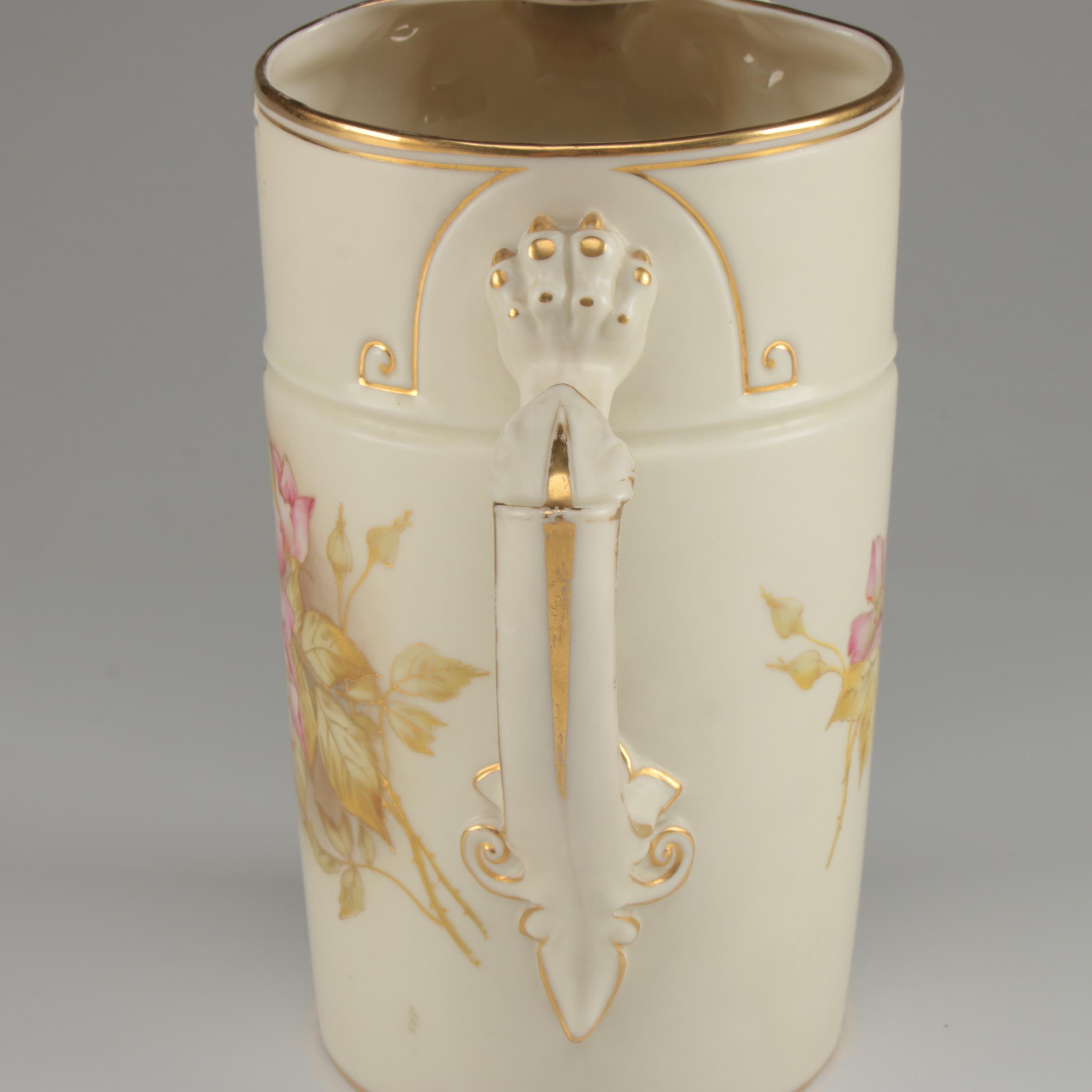 Royal Worcester Lion's Head Blush Ivory Pitcher, Circa 1880s
