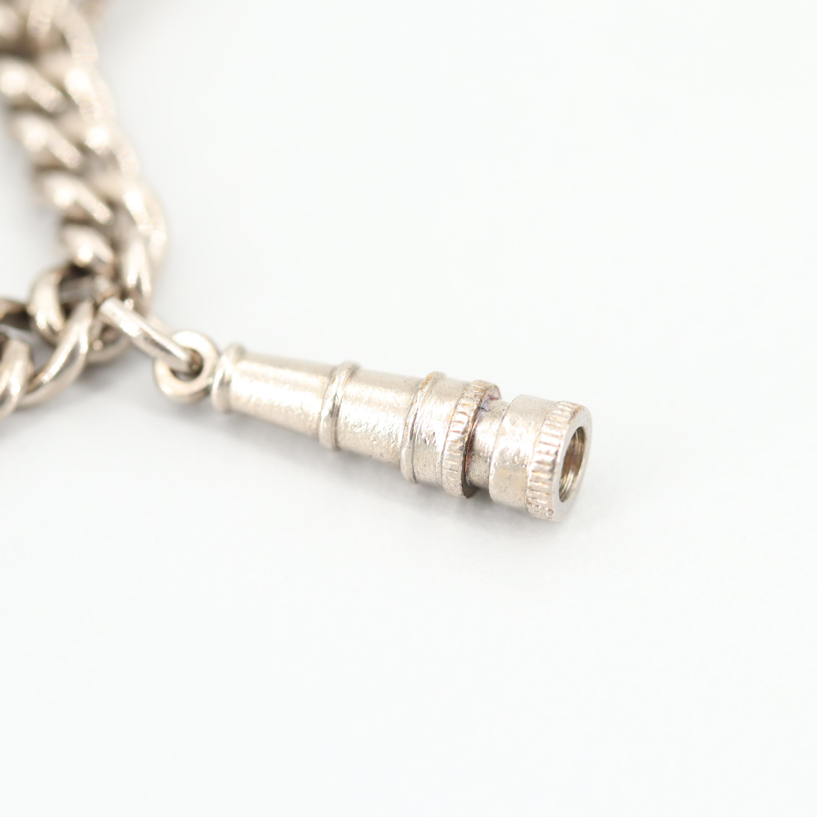 Sterling Silver Bracelet with Silver Tone Charms