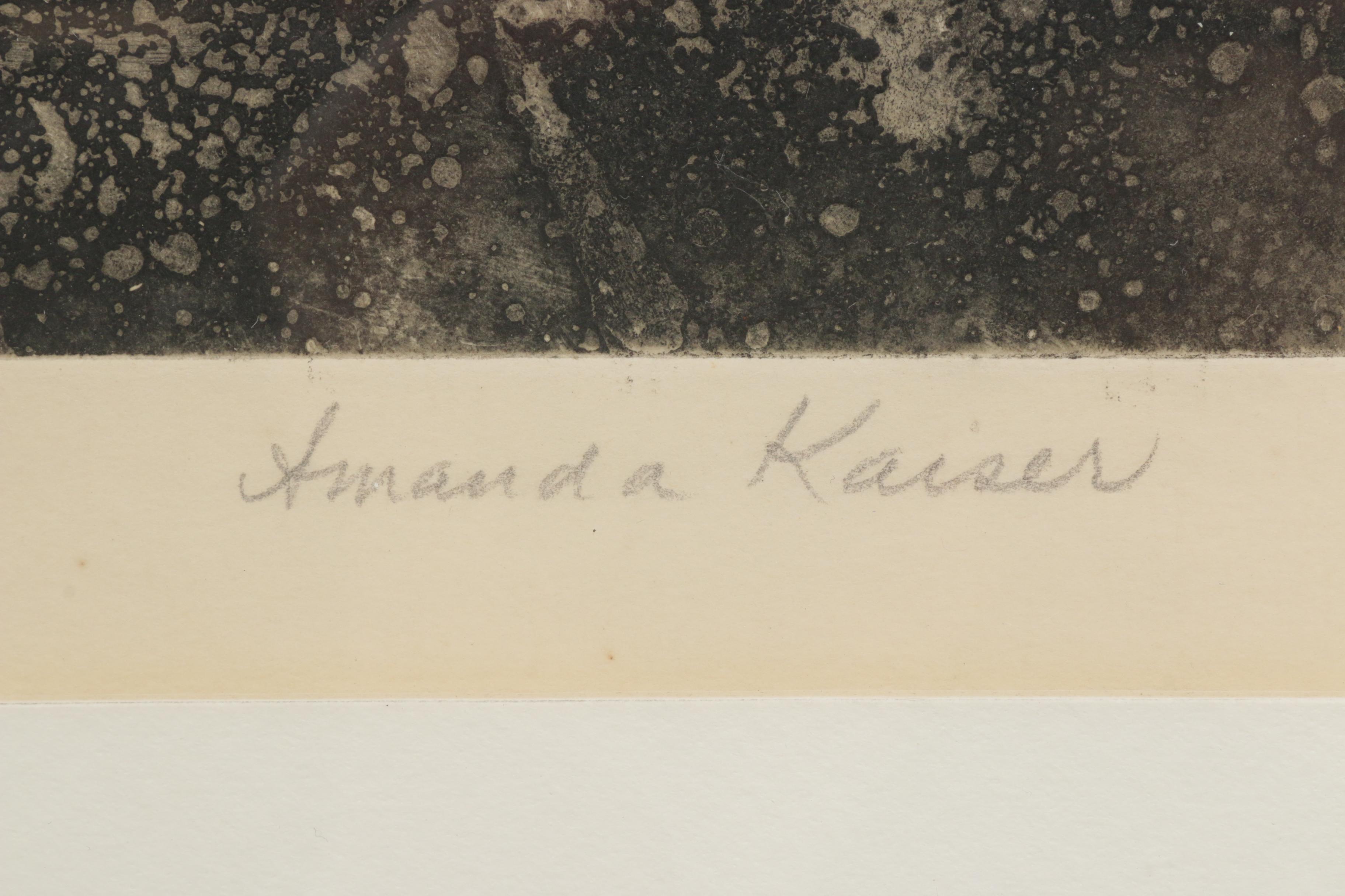 Amanda Kaiser Etching "Ancell Redwine, the Frenchman's Indian"