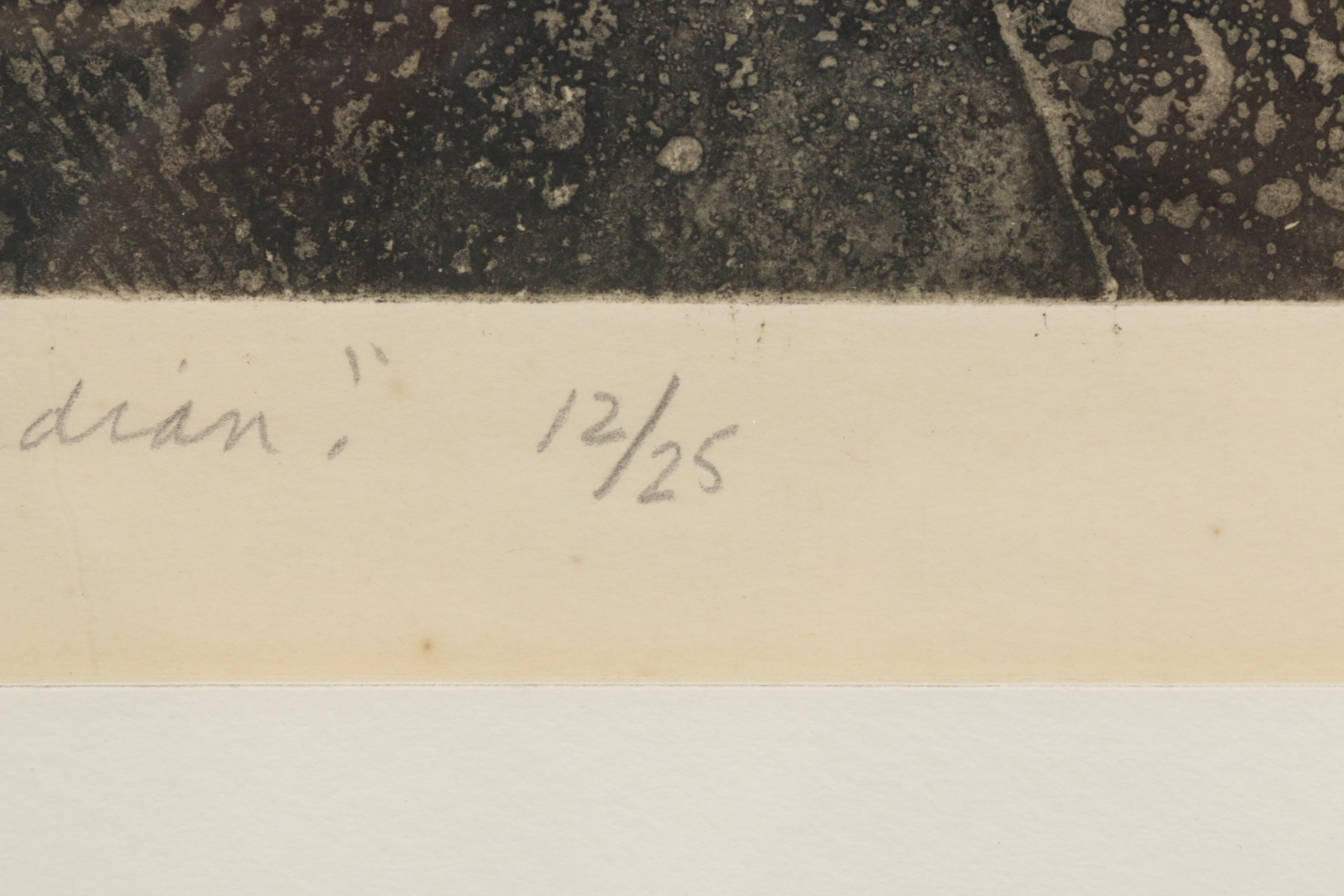 Amanda Kaiser Etching "Ancell Redwine, the Frenchman's Indian"